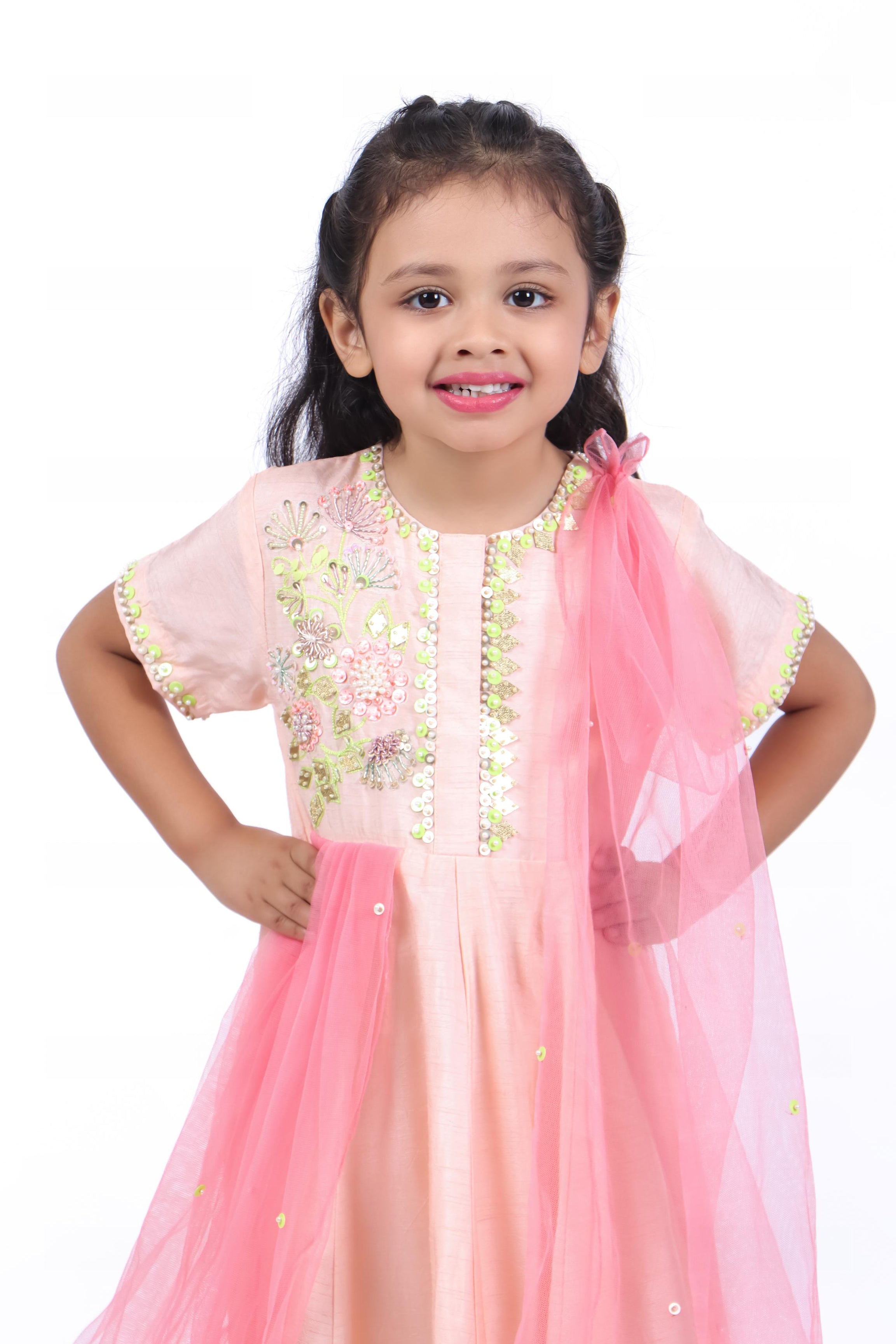 Anarkali with Attached Pink Dupatta