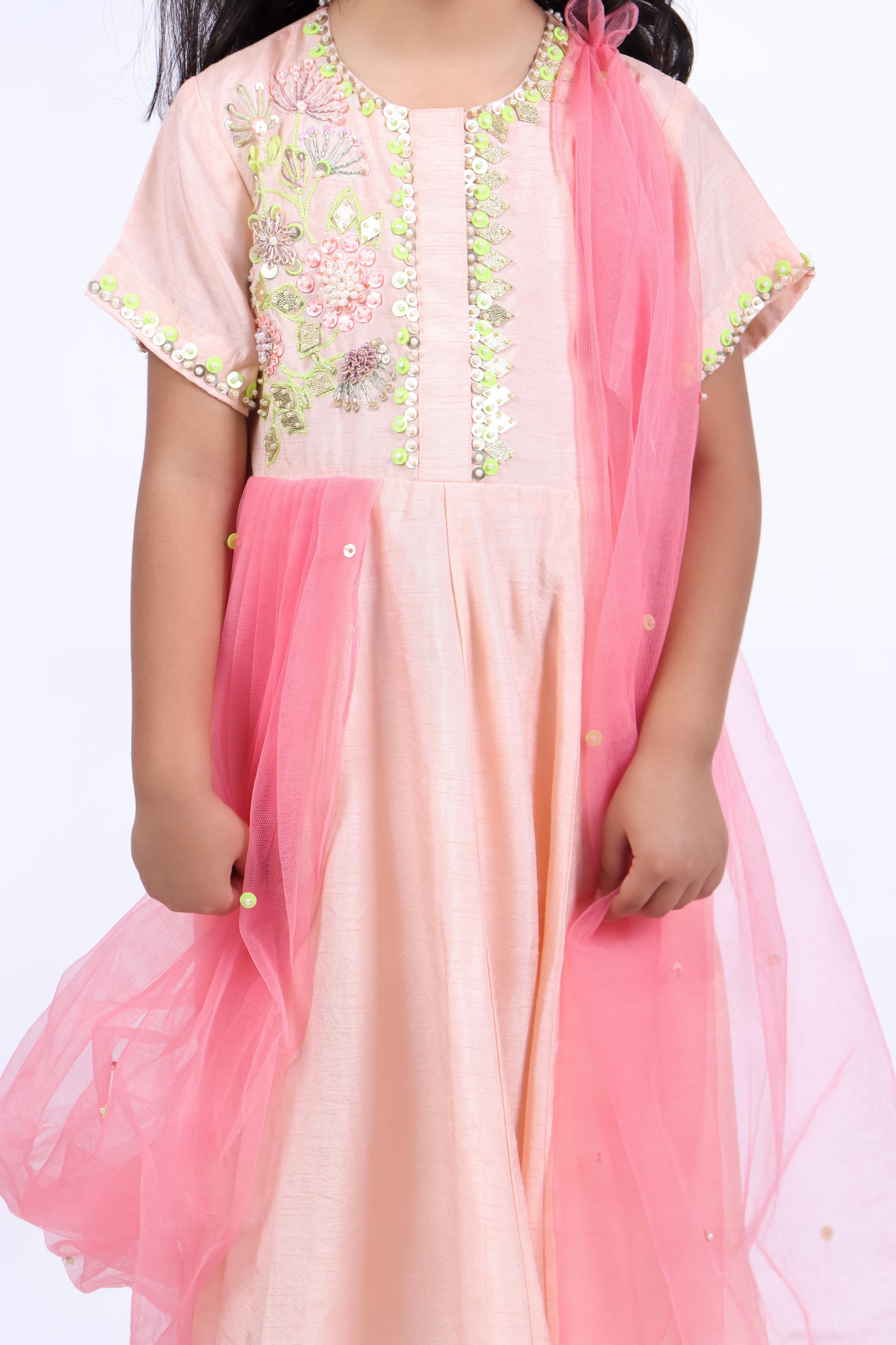 Anarkali with Attached Pink Dupatta