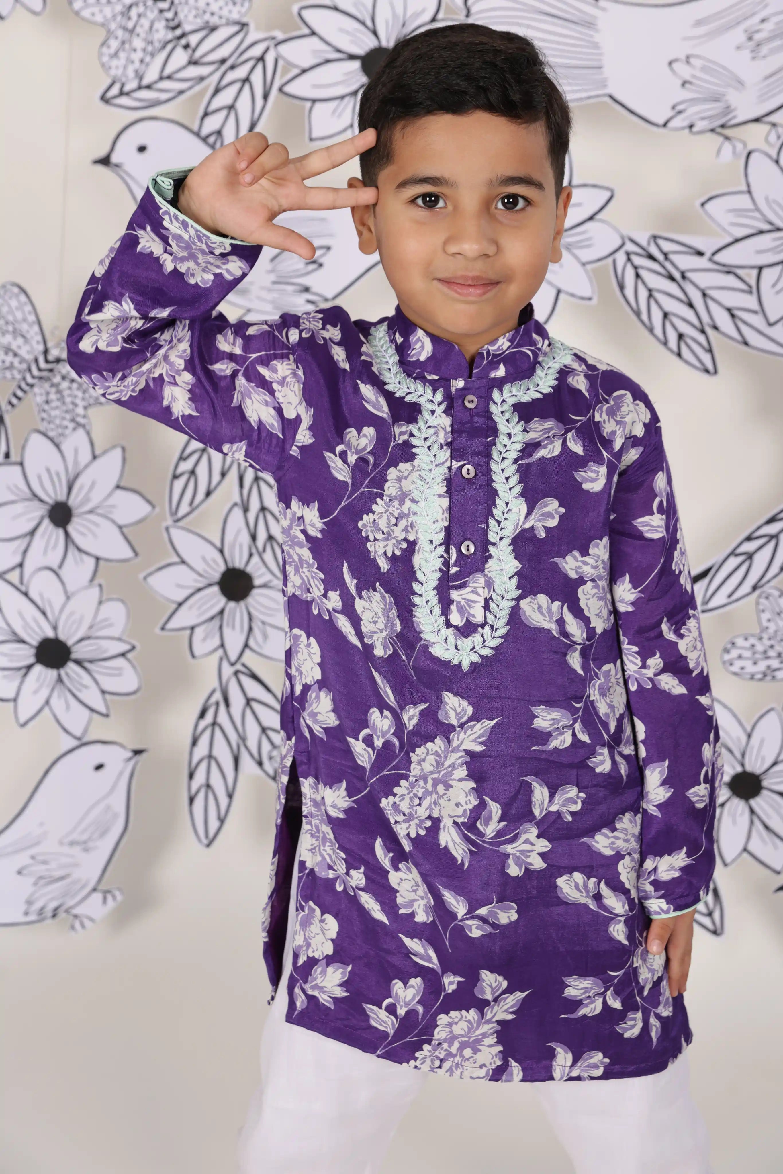 Mint Contrast Boys’ Kurta Set