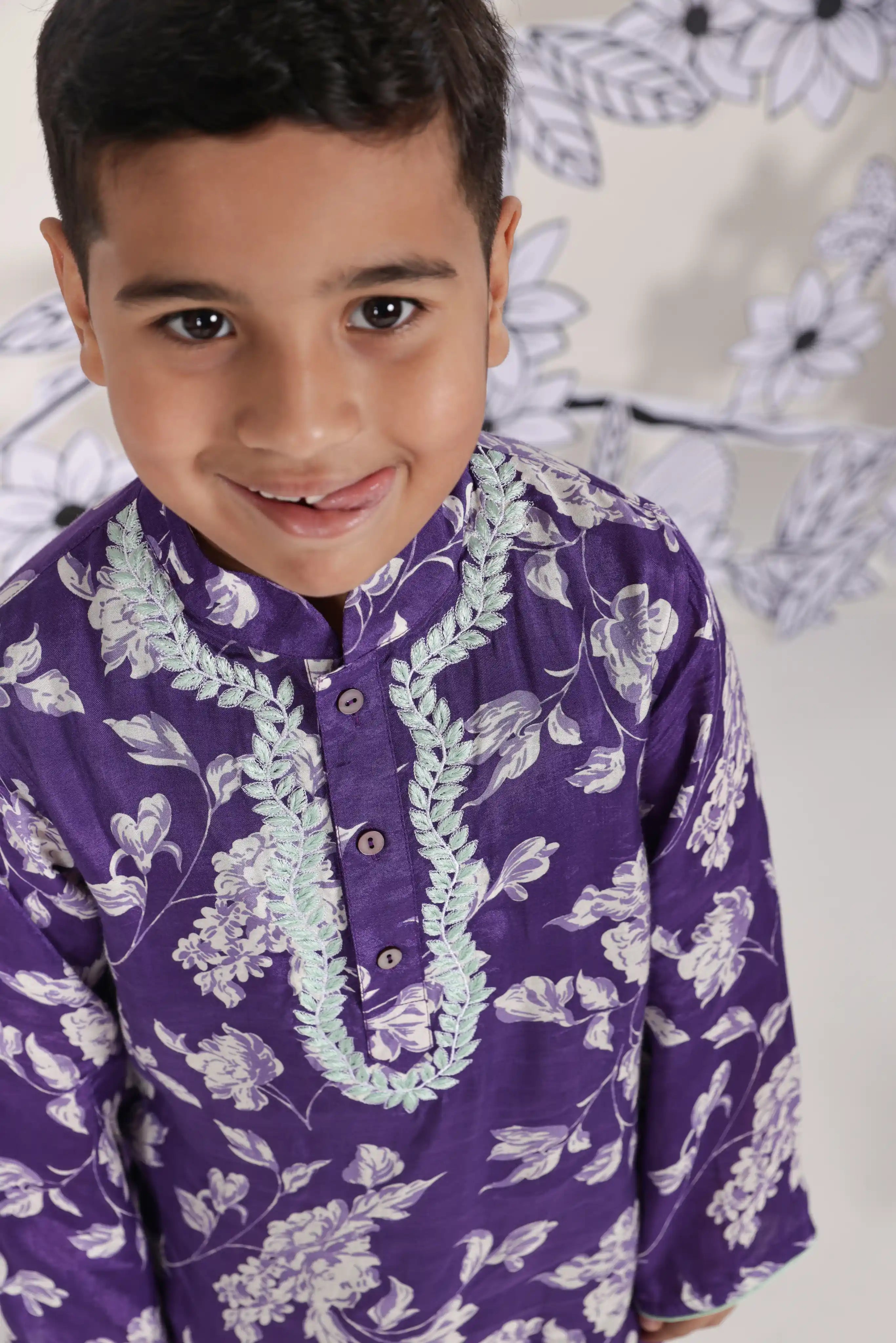 Mint Contrast Boys’ Kurta Set