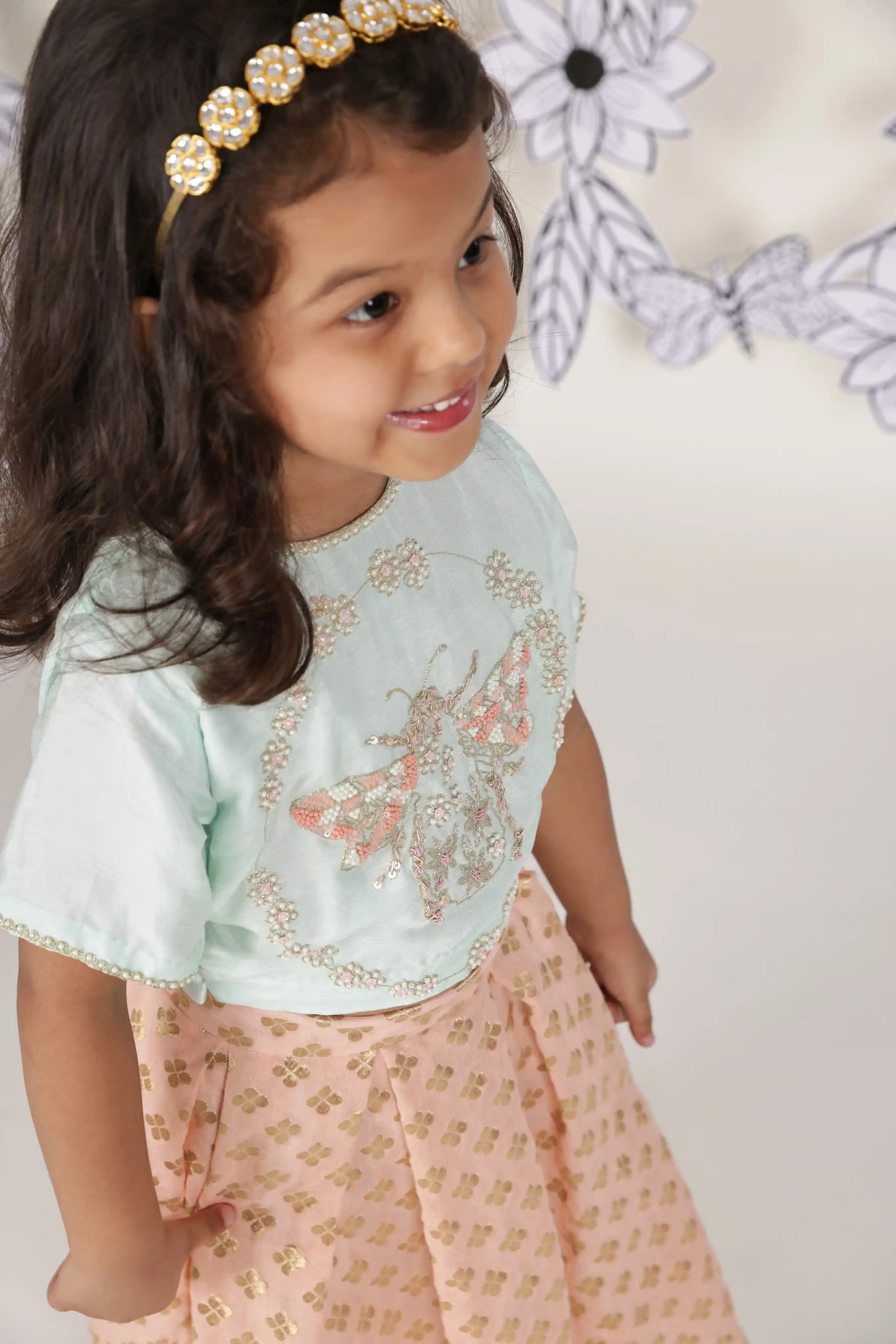 Blush Buzz Girls Lehenga Set