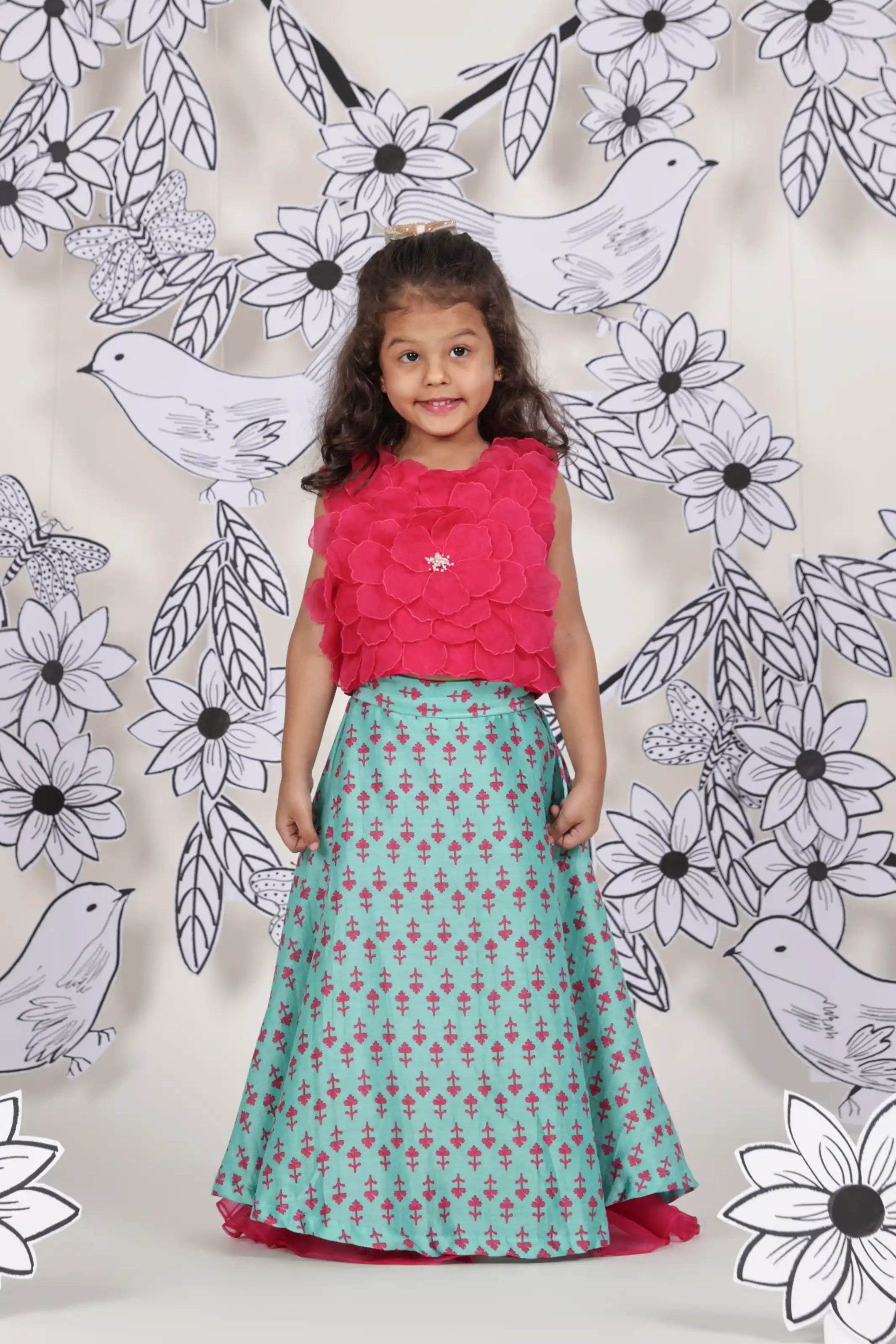 Rosette Bloom Girls Lehenga