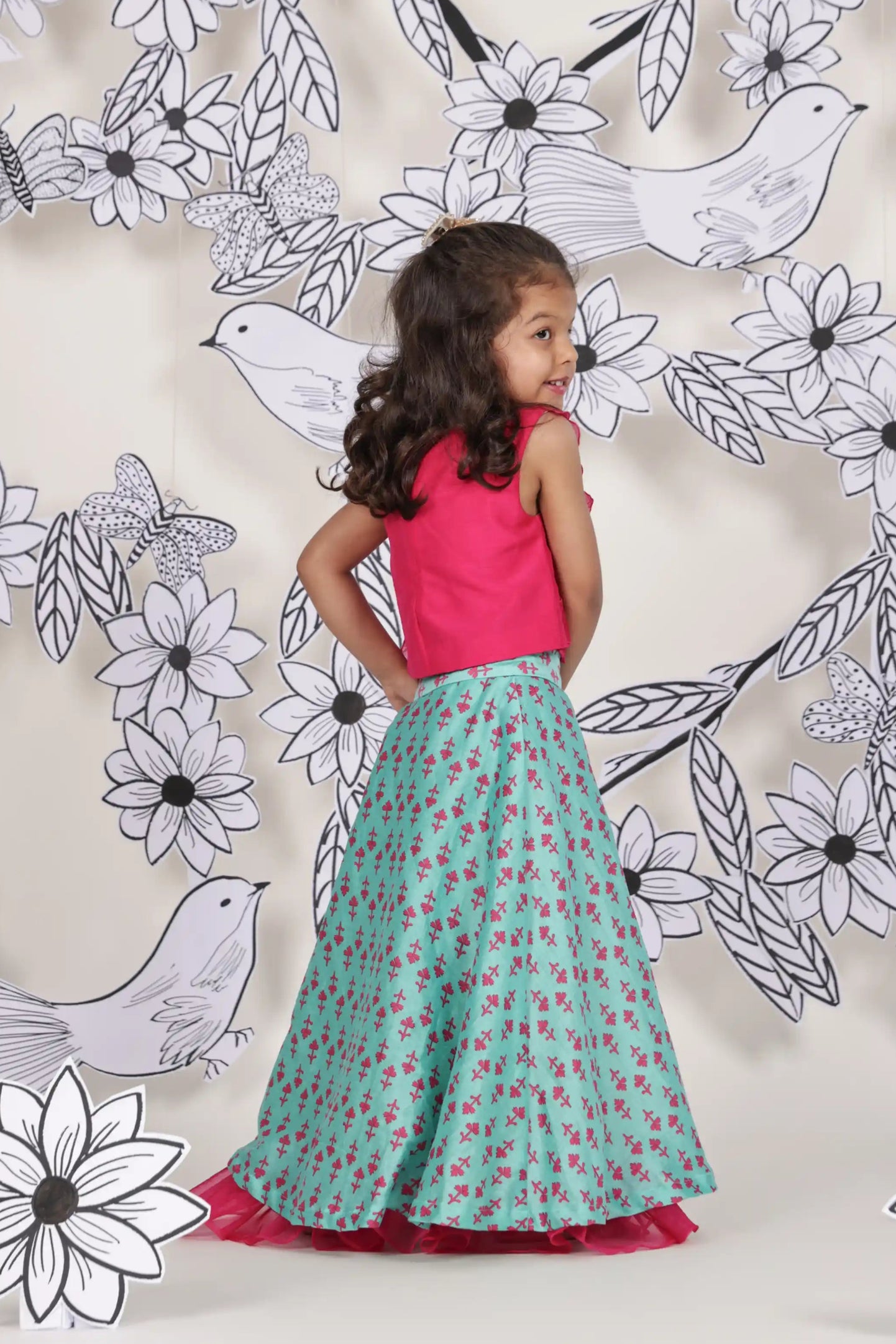 Rosette Bloom Girls Lehenga
