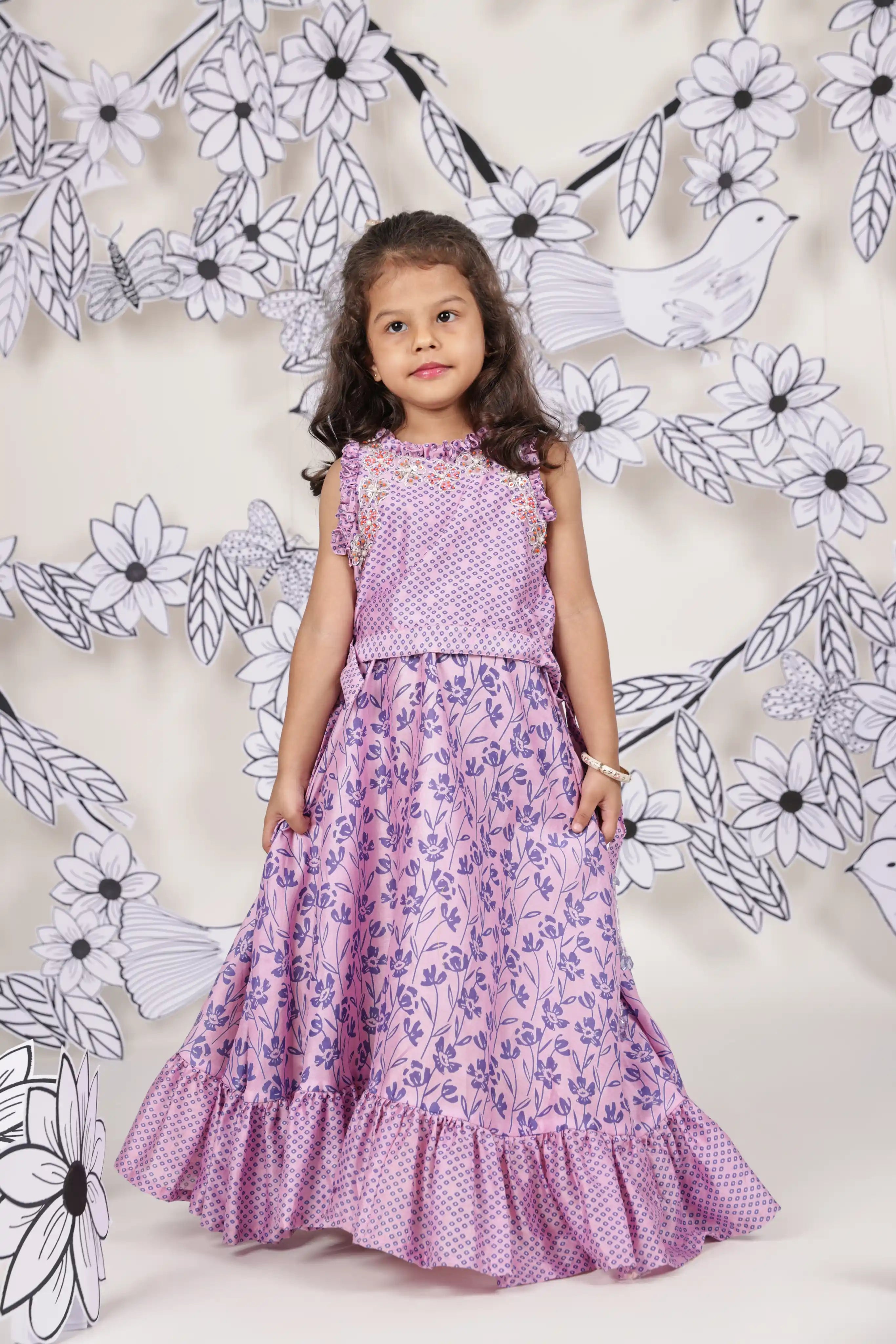 Lilac Bloom Girls Skirt Set