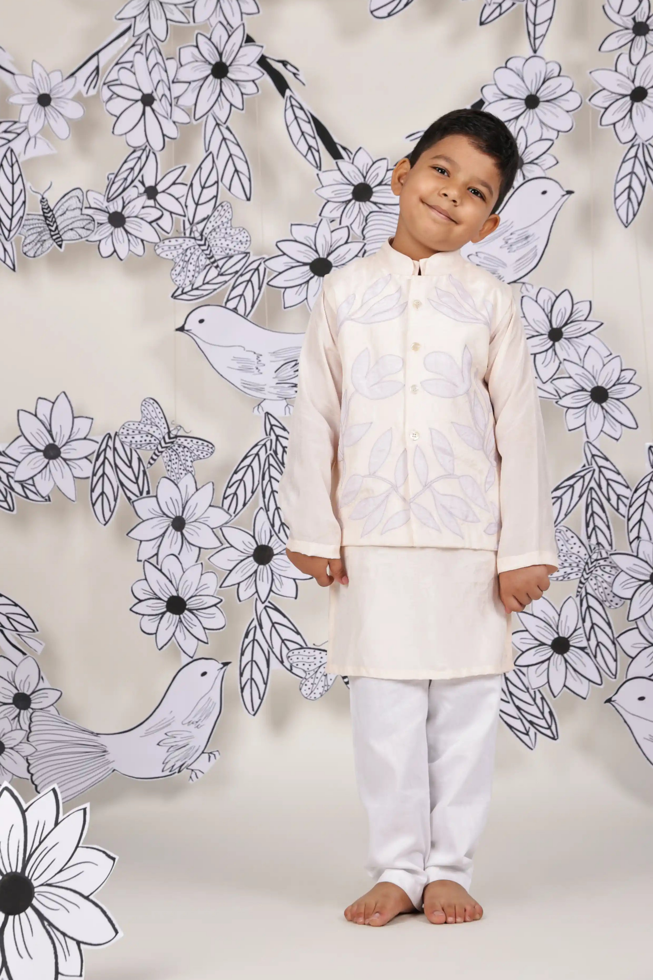 Pastel Leaf Boys Jacket Set