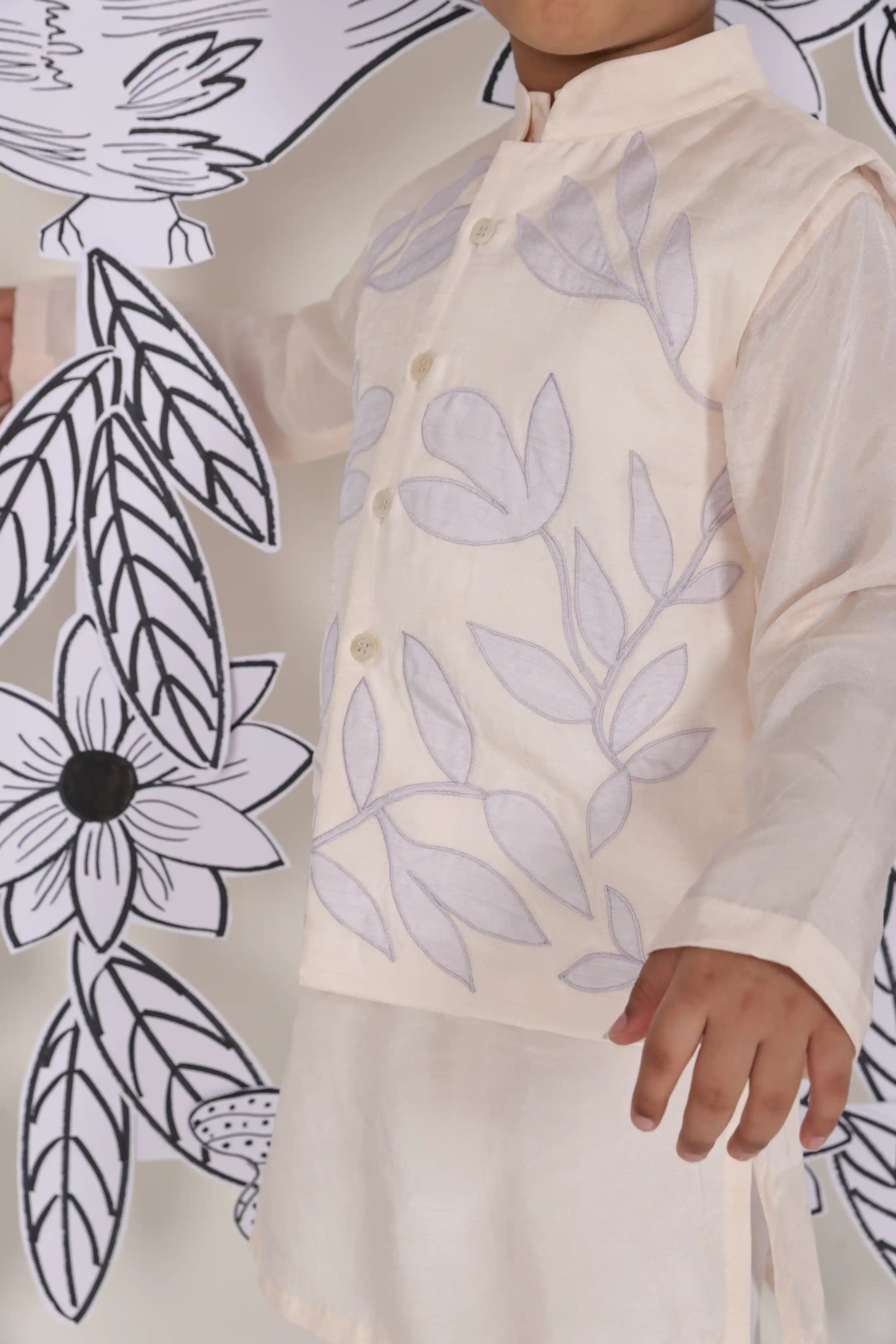 Pastel Leaf Boys Jacket Set