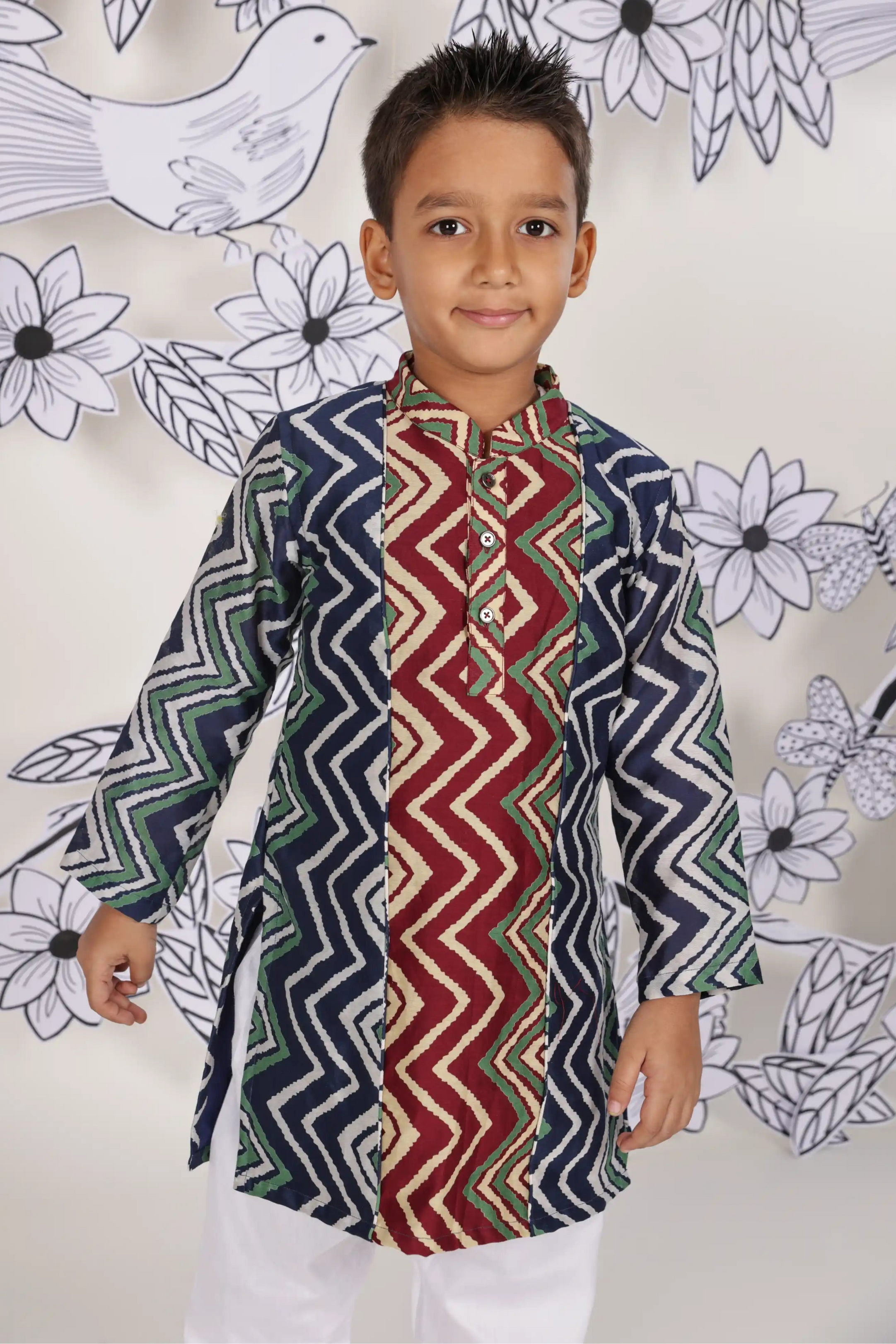 Zigzag Fest Boys Kurta Set