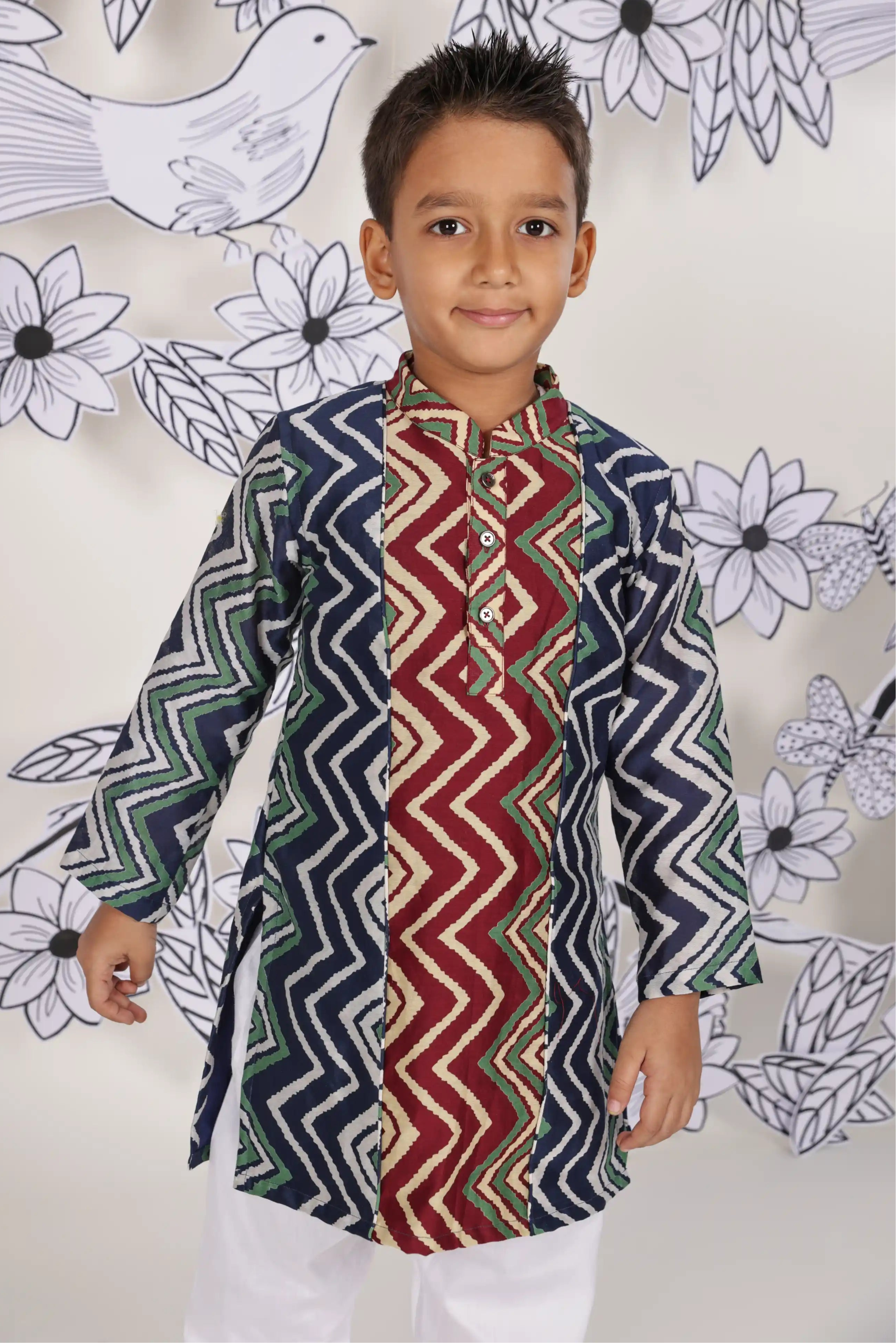Zigzag Fest Boys Kurta Set