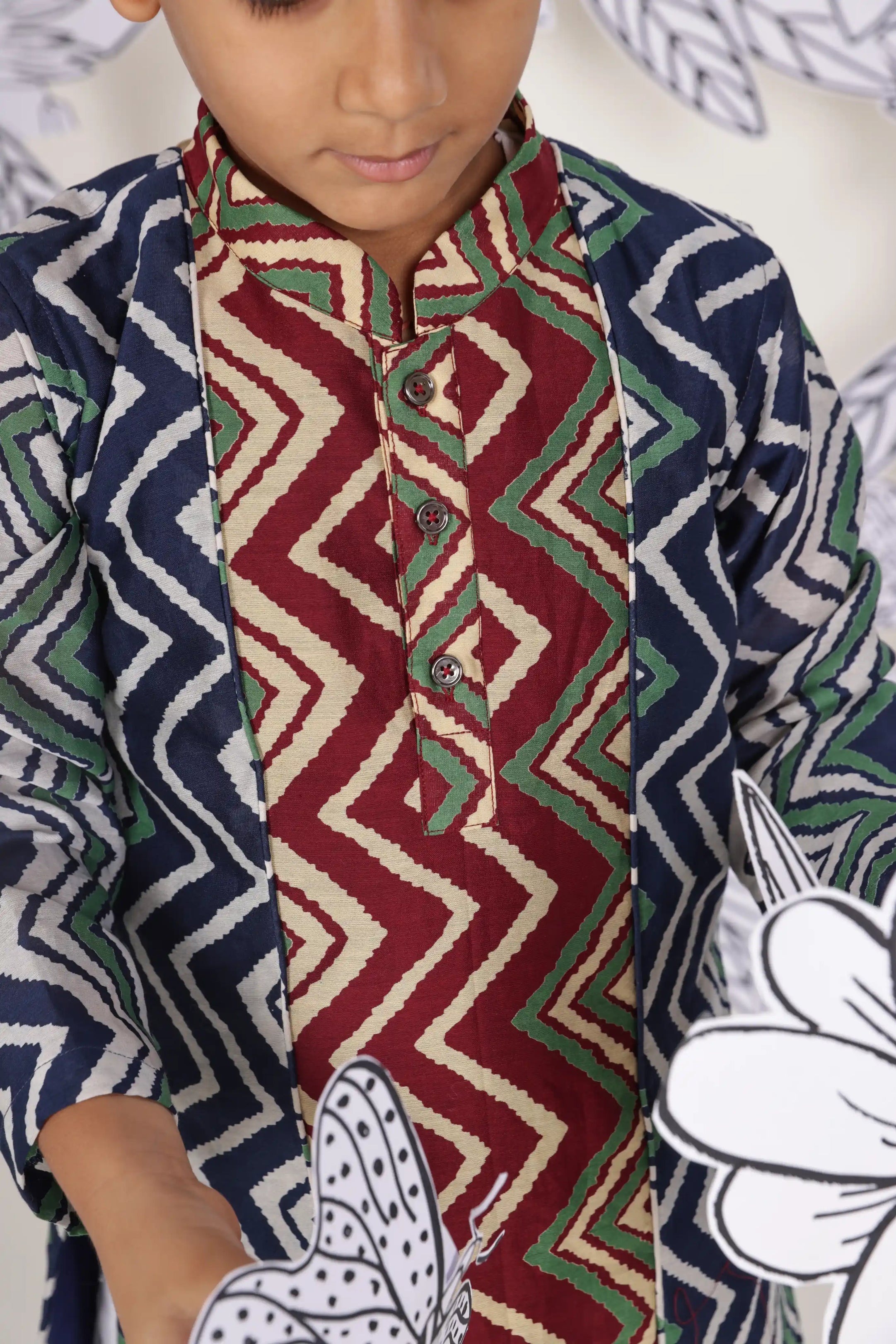 Zigzag Fest Boys Kurta Set