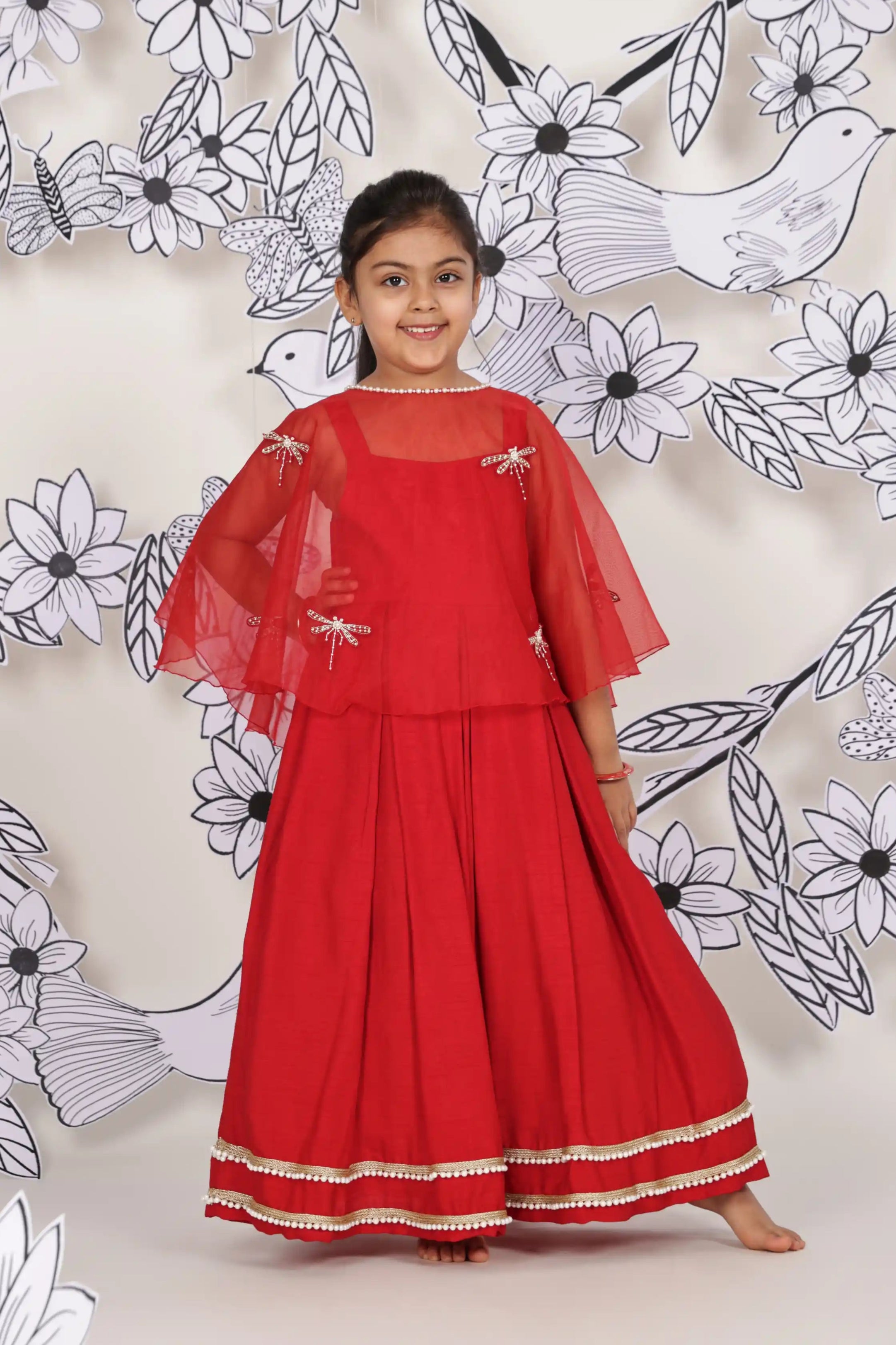 Crimson Wings Girls Gown