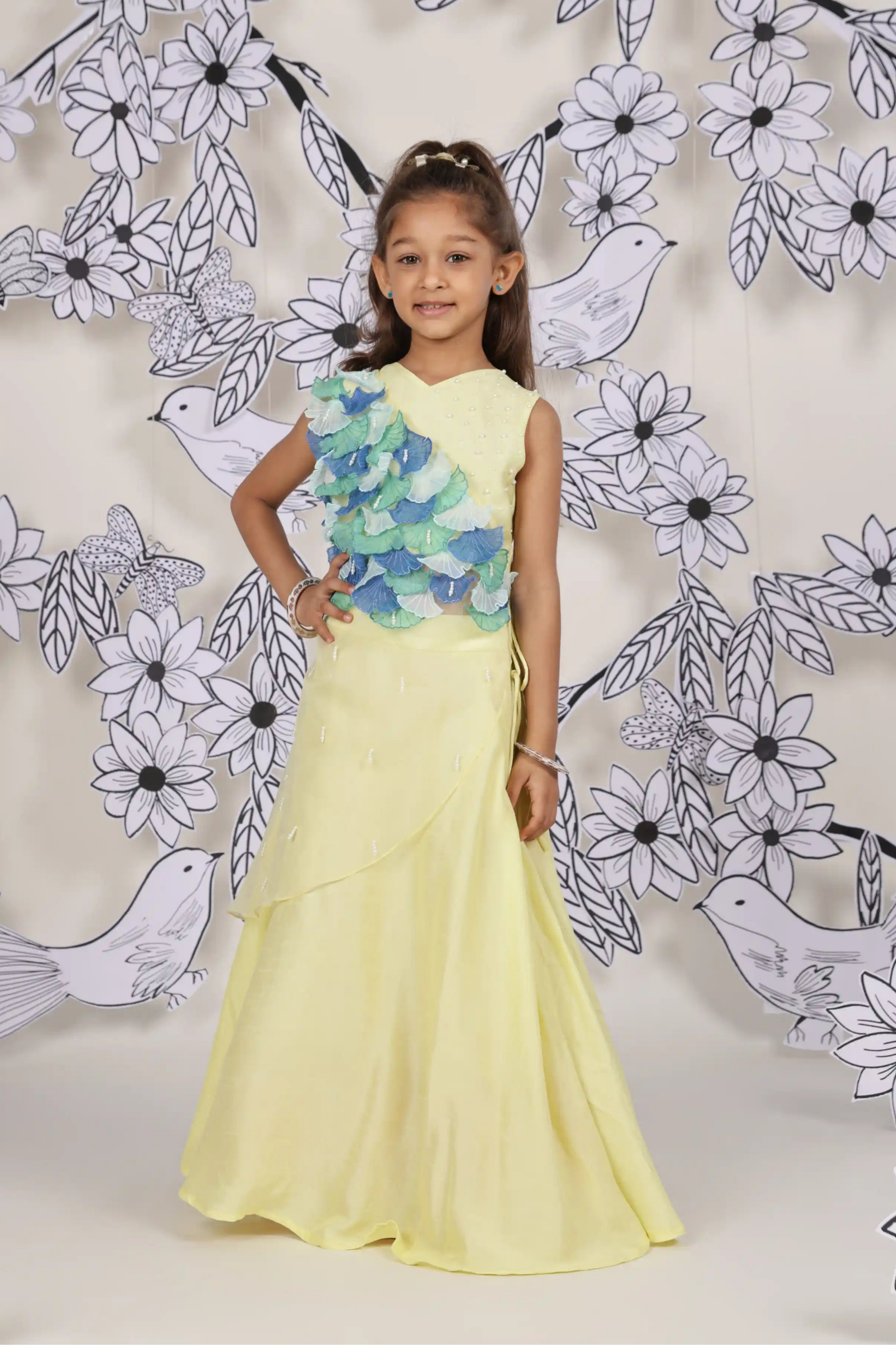 Mermaid Bloom Girls Lehenga Set