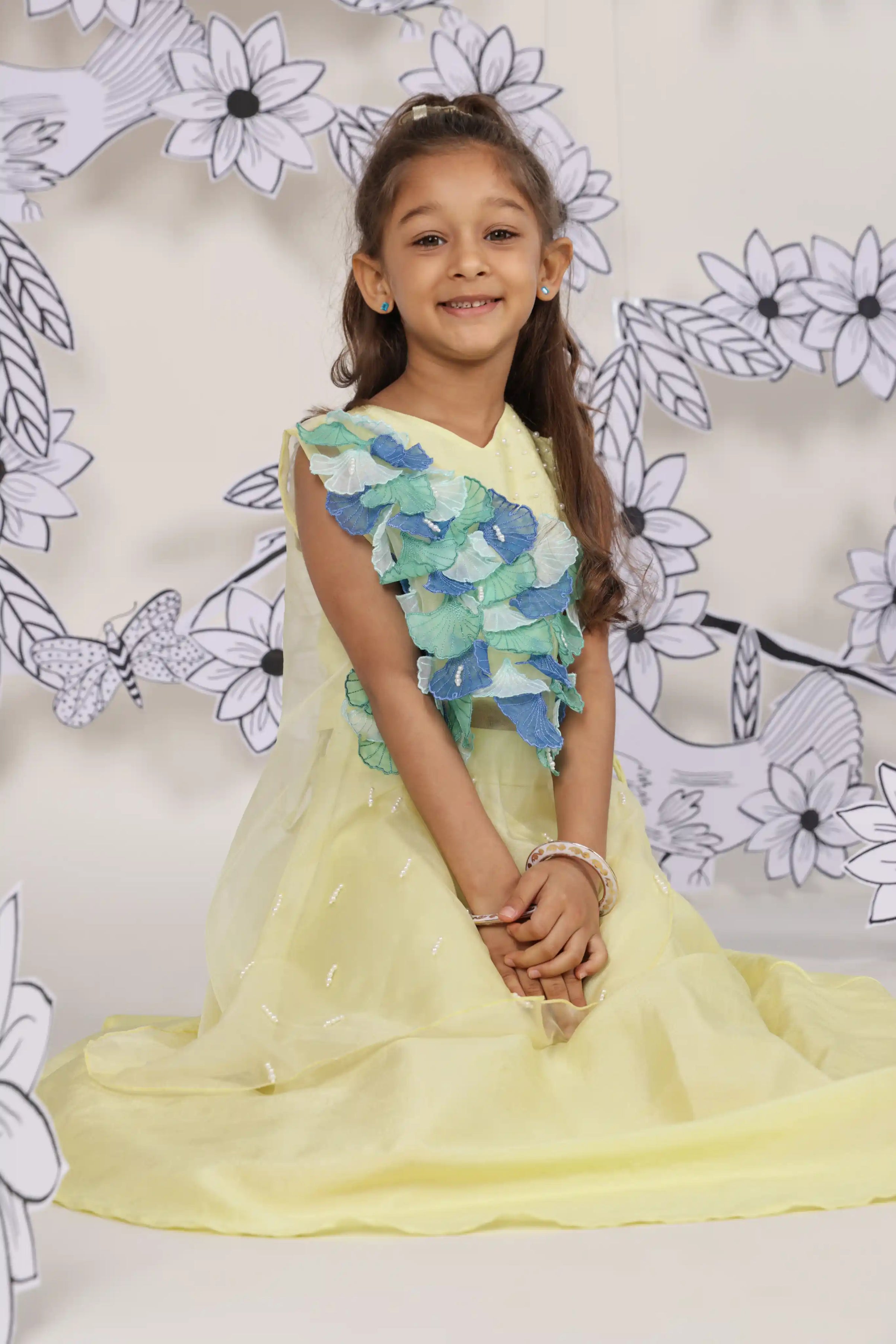 Mermaid Bloom Girls Lehenga Set