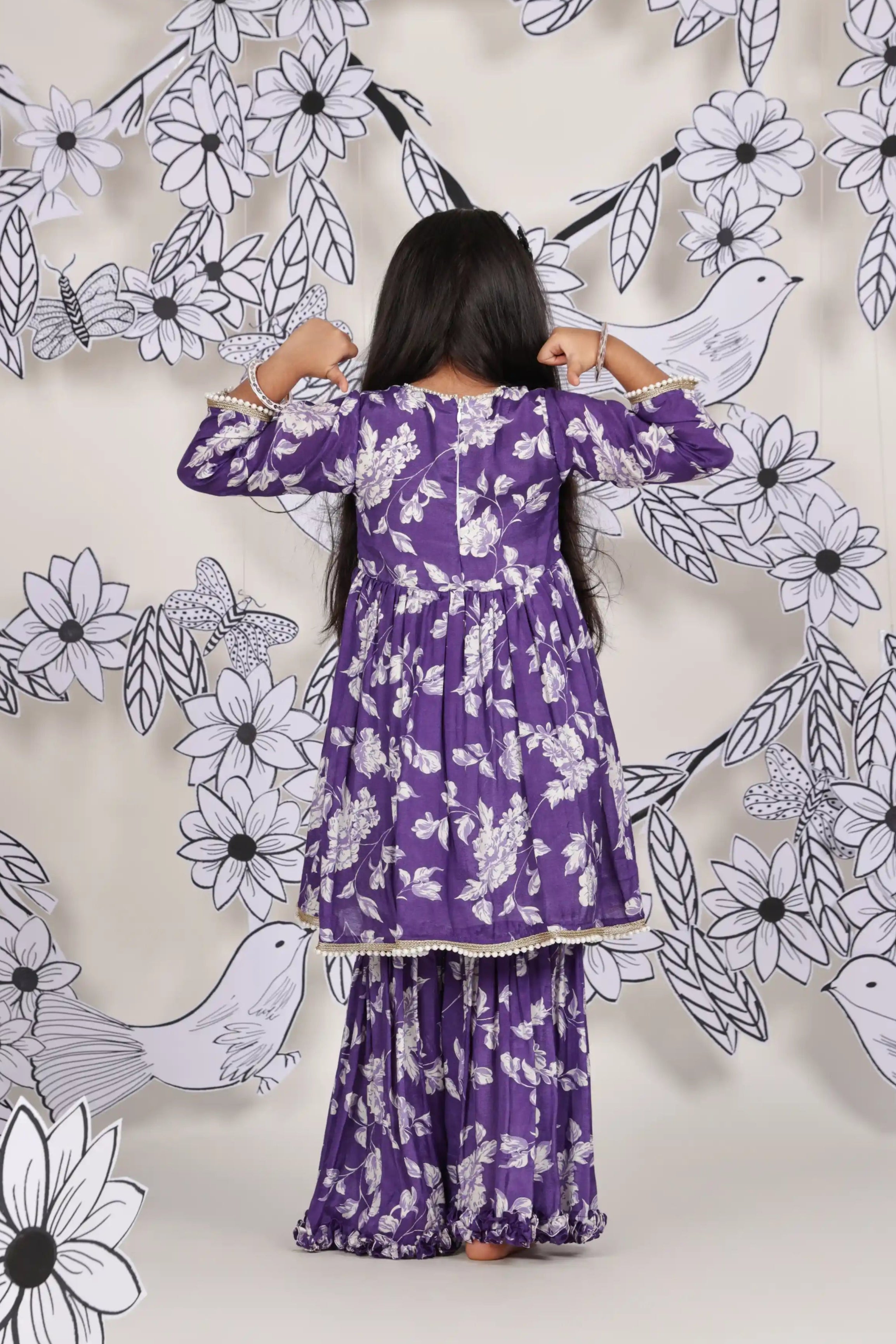 Purple Petal Girls Sharara Set