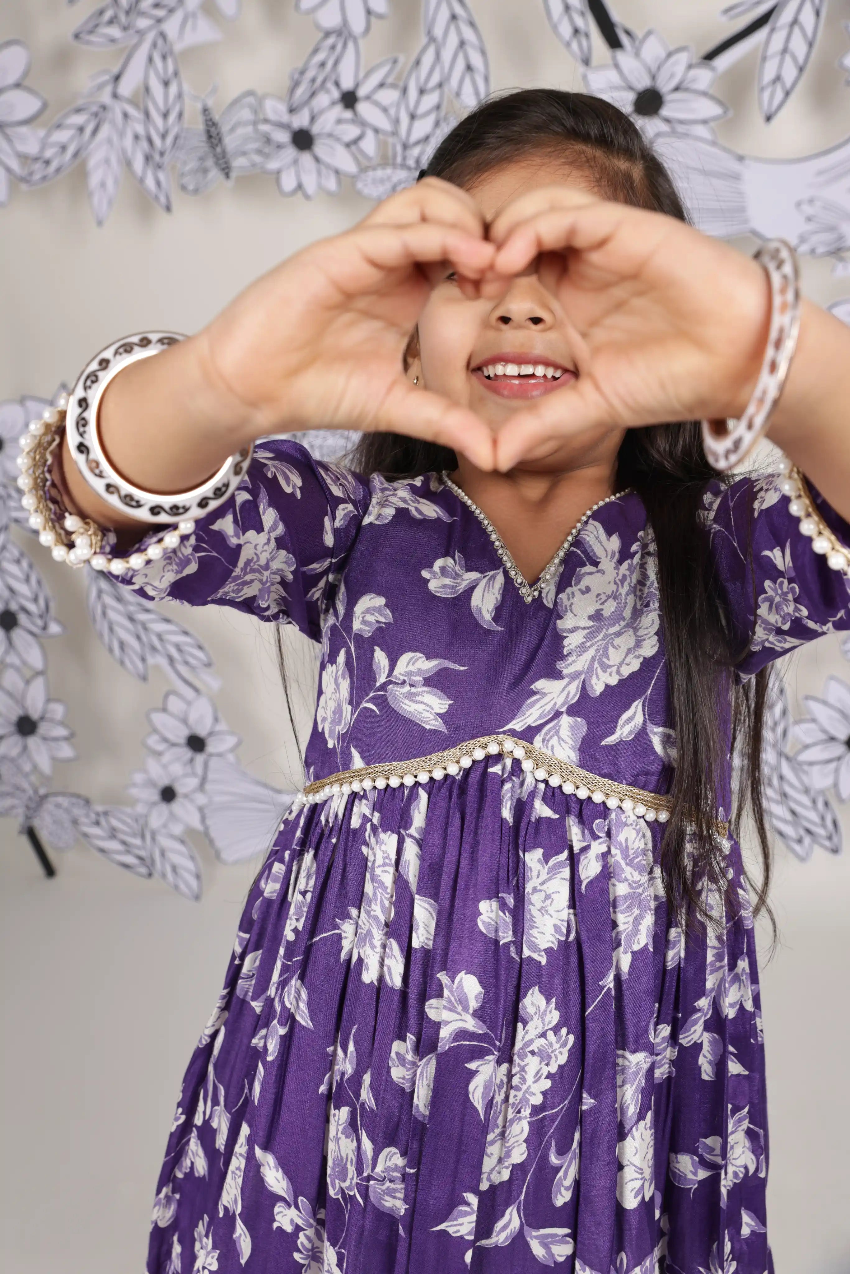 Purple Petal Girls Sharara Set