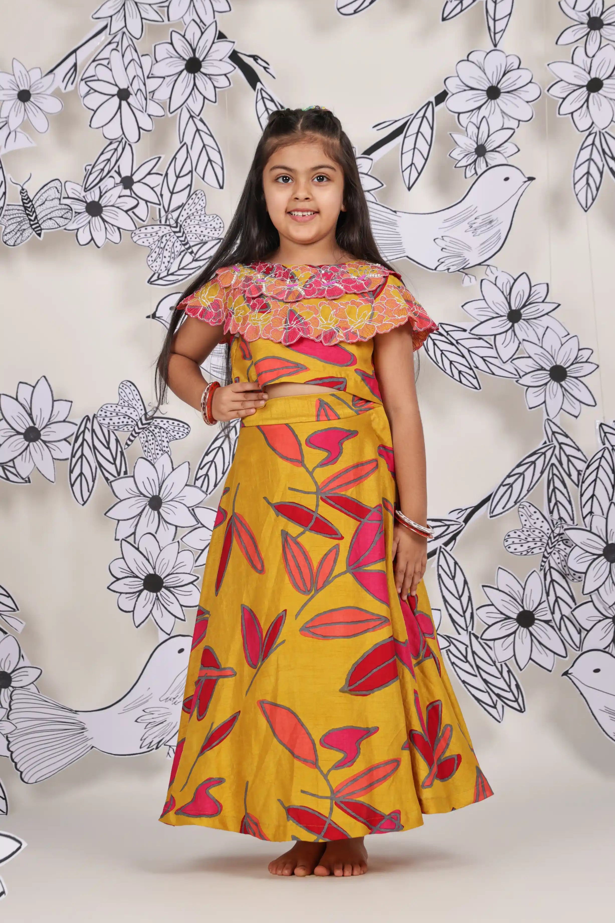 Sunburst Leaf Girls Skirt Set