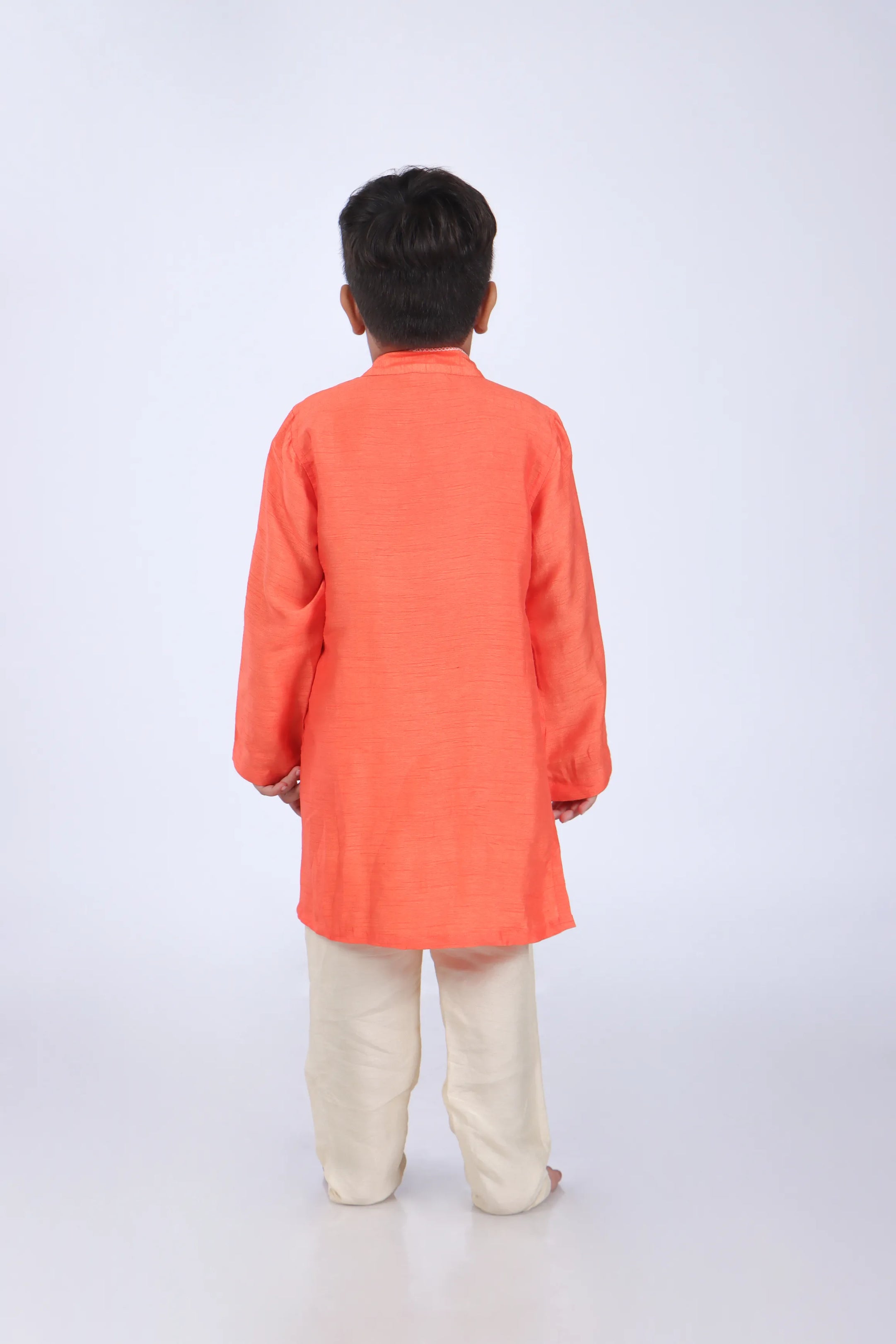 Abstract Embroidered Orange Kurta and Pyjama