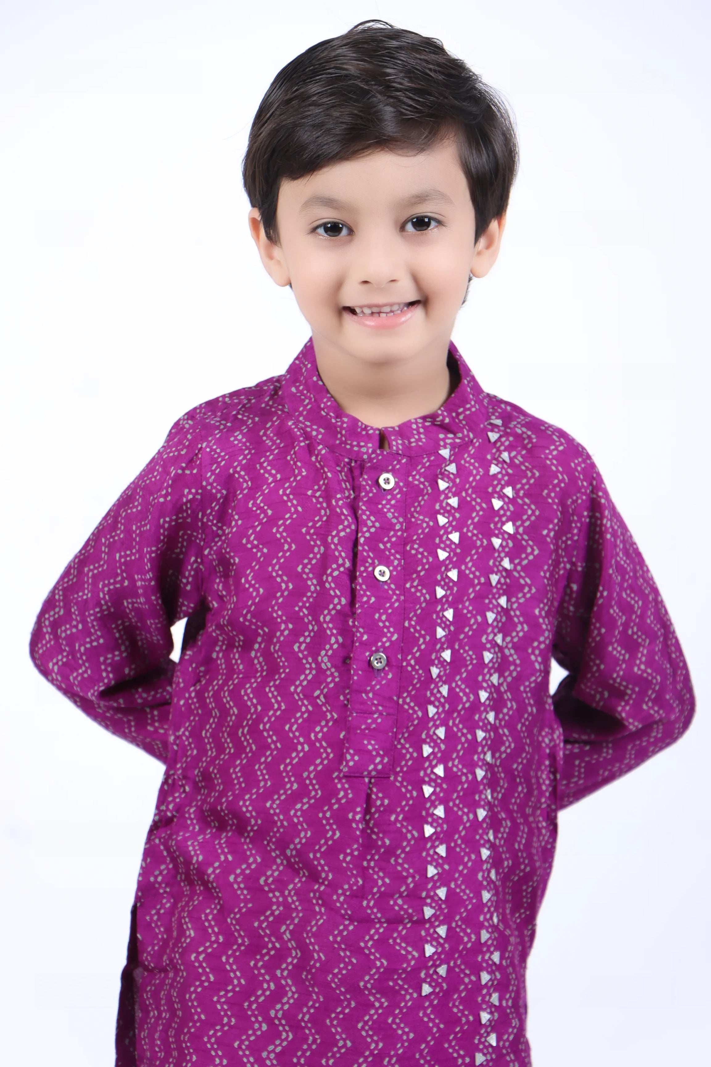 Geometric Printed Purple Kurta and Pyjama