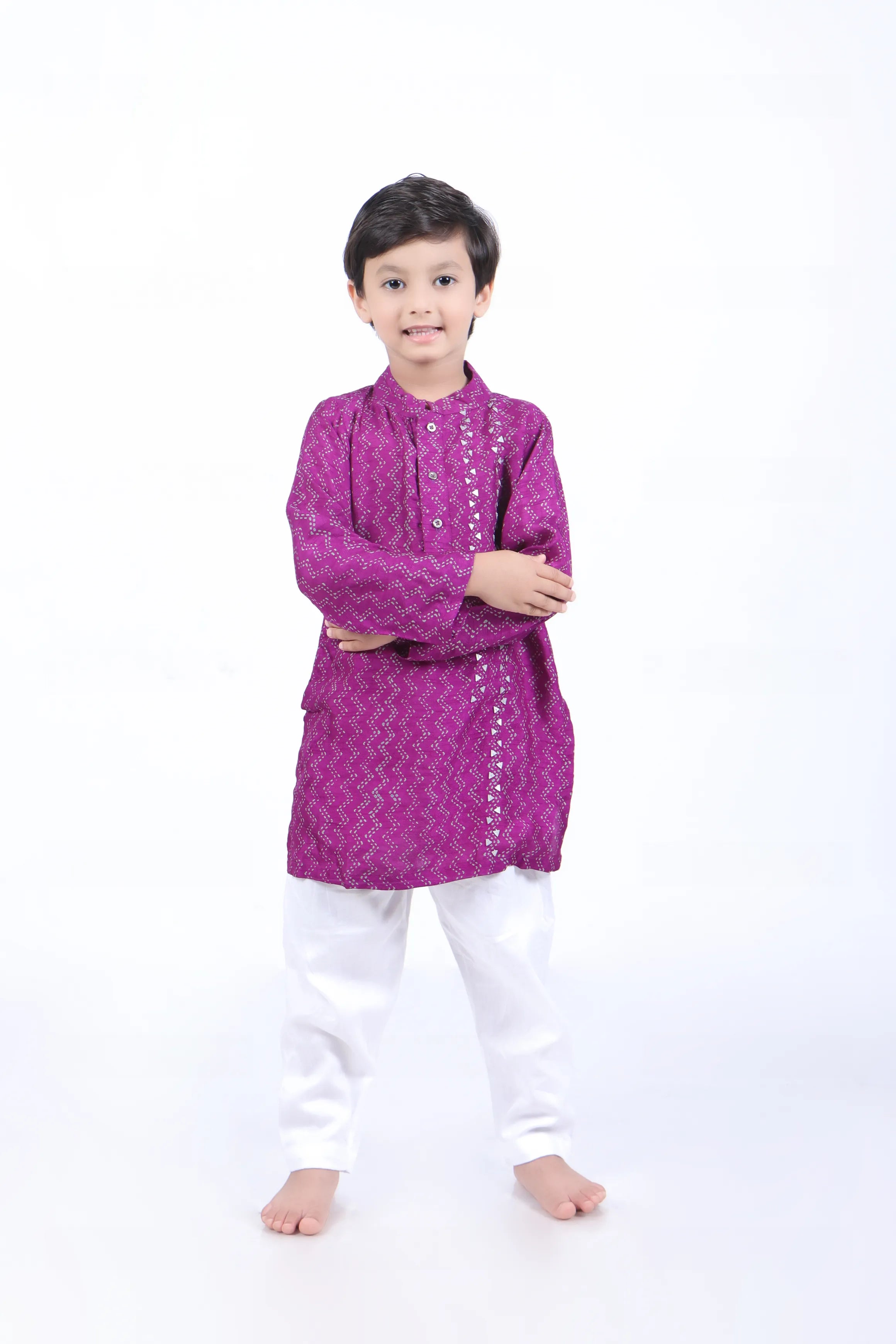 Geometric Printed Purple Kurta and Pyjama
