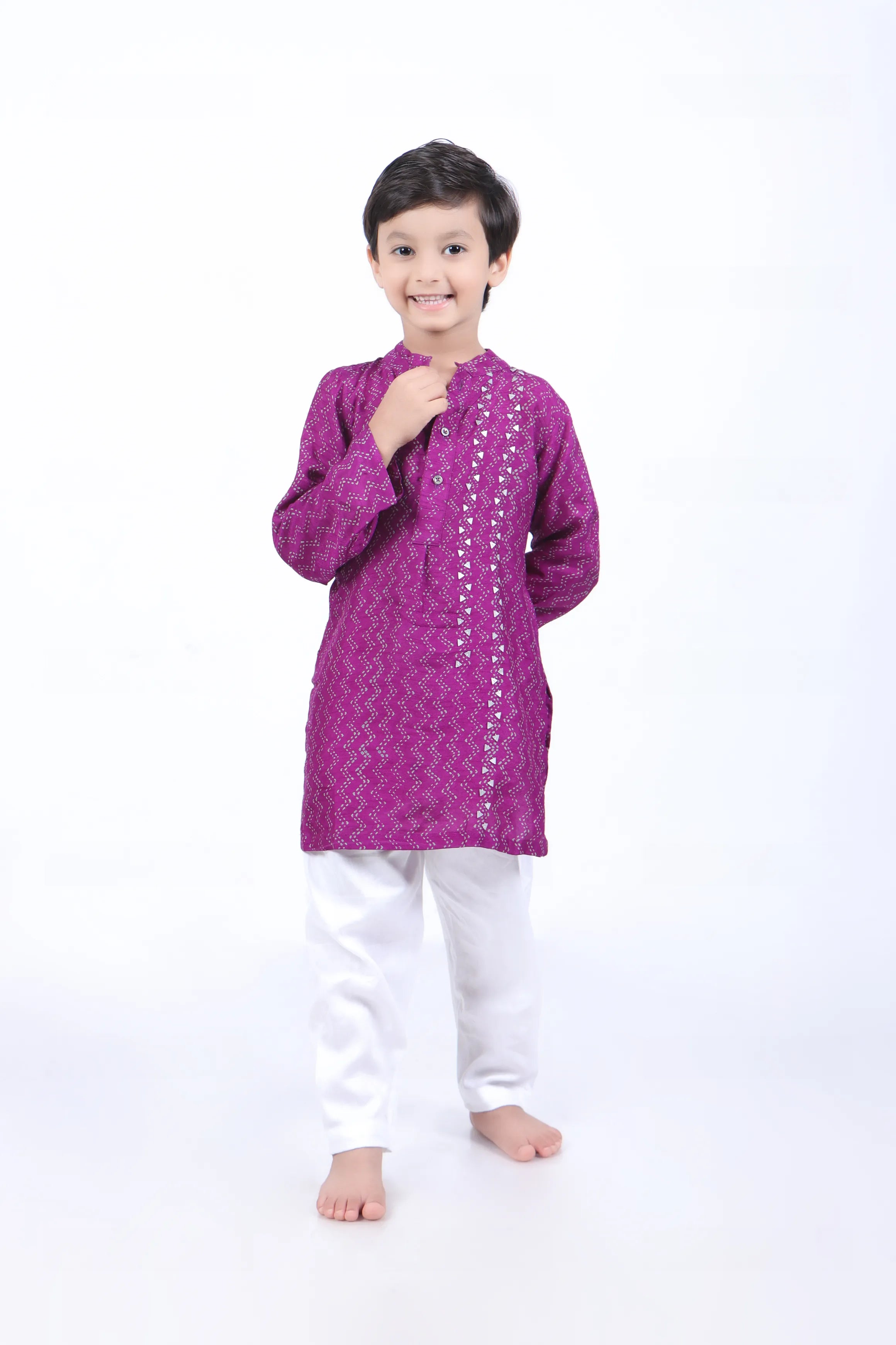 Geometric Printed Purple Kurta and Pyjama