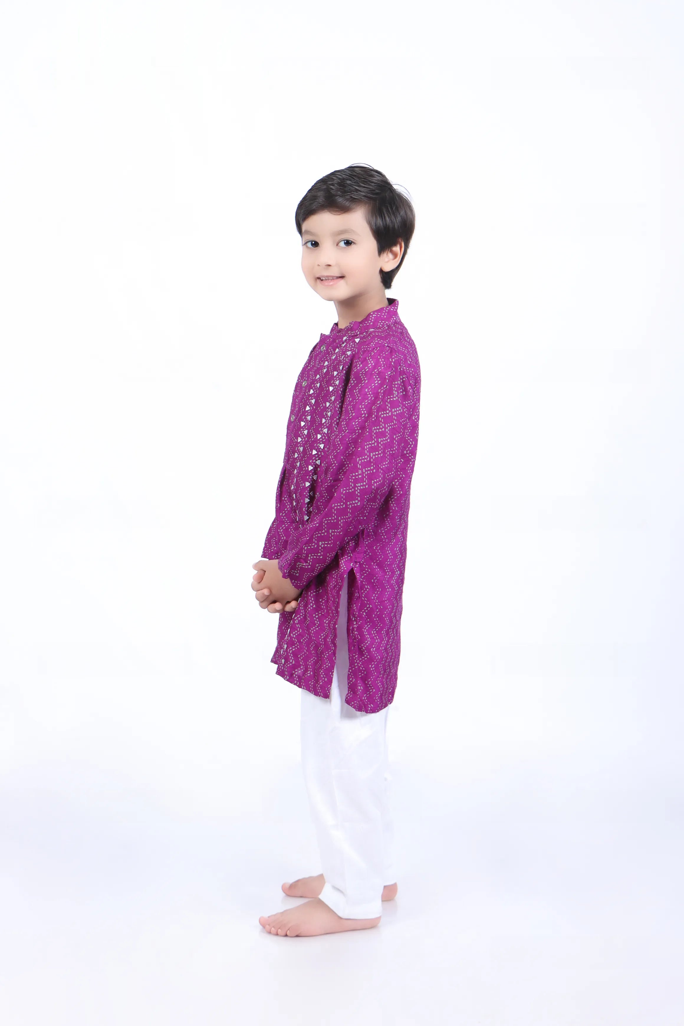 Geometric Printed Purple Kurta and Pyjama