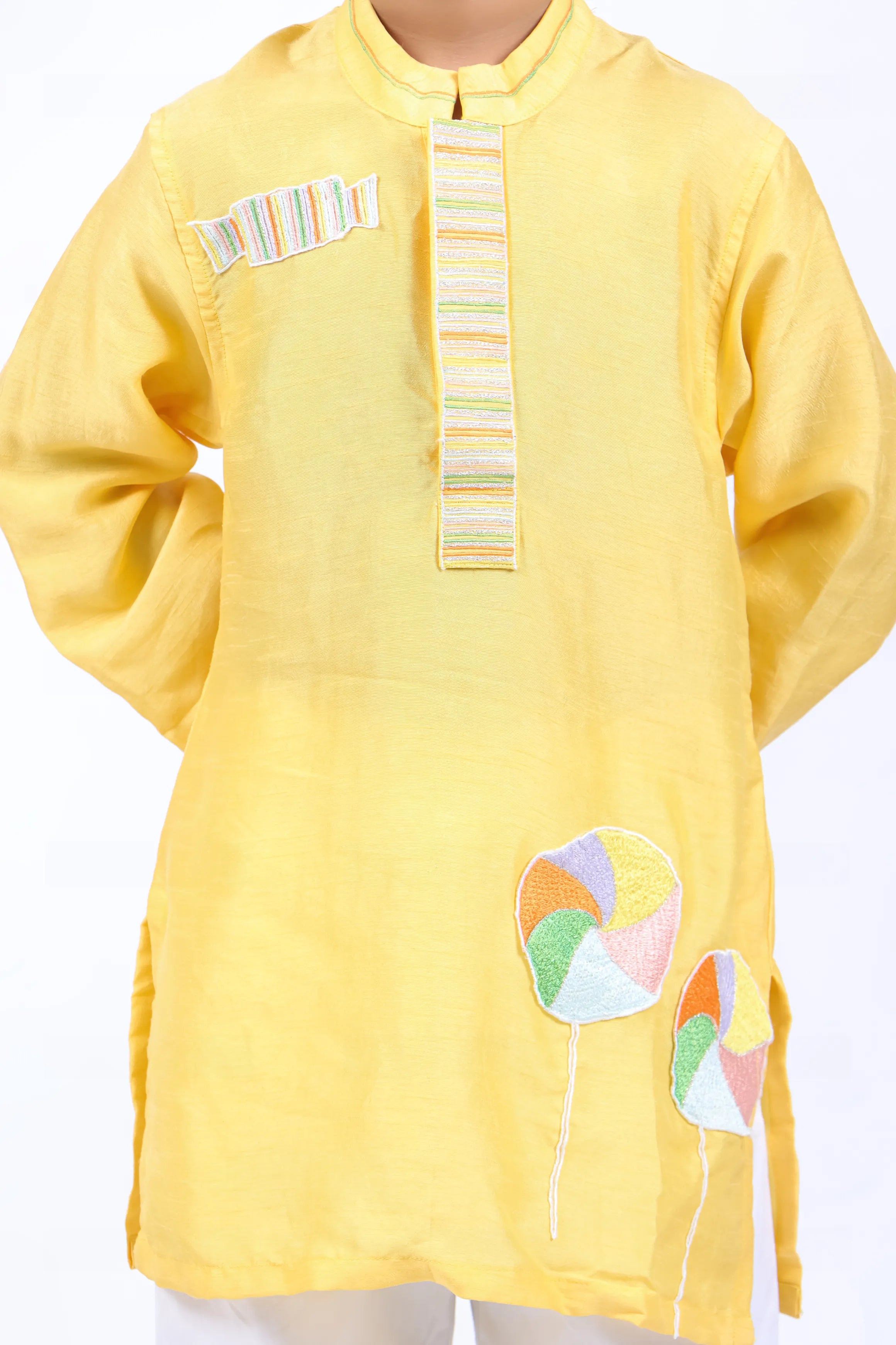 Embroidered Yellow Candy Kurta with Pyjama