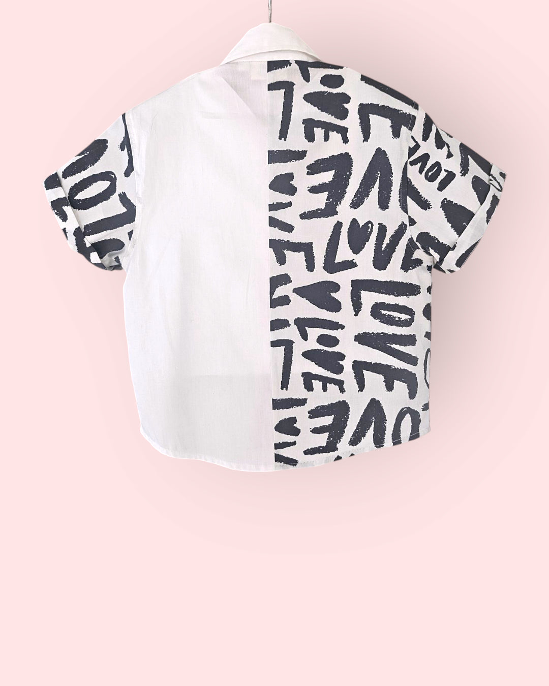 Graphic Love Print Boys Cotton Shirt