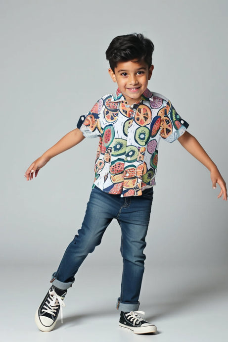 Fruity Fun Print Boys Cotton Shirt