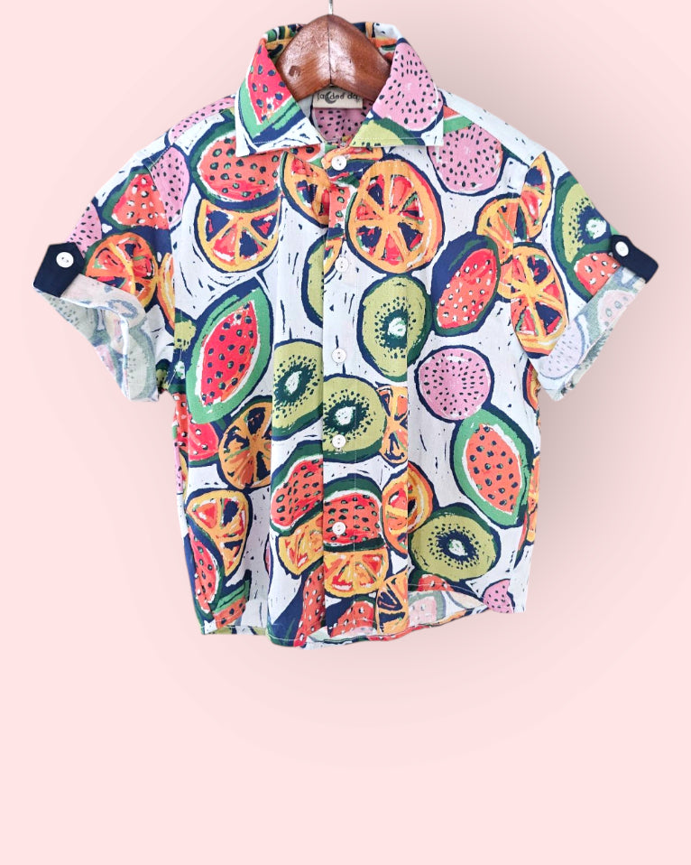 Fruity Fun Print Boys Cotton Shirt