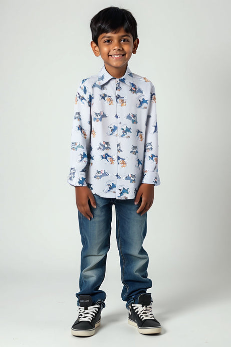 Tom & Jerry Print Boys Cotton Shirt