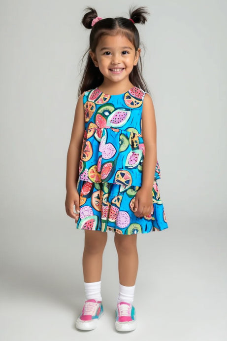 Fruity Fiesta Tiered Colourful Cotton Dress