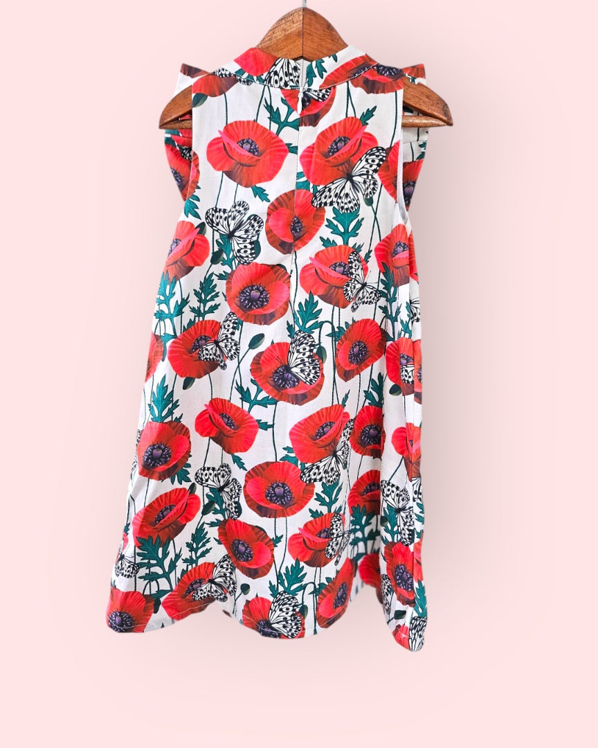 Poppy Bloom Bow Floral Cotton Dress