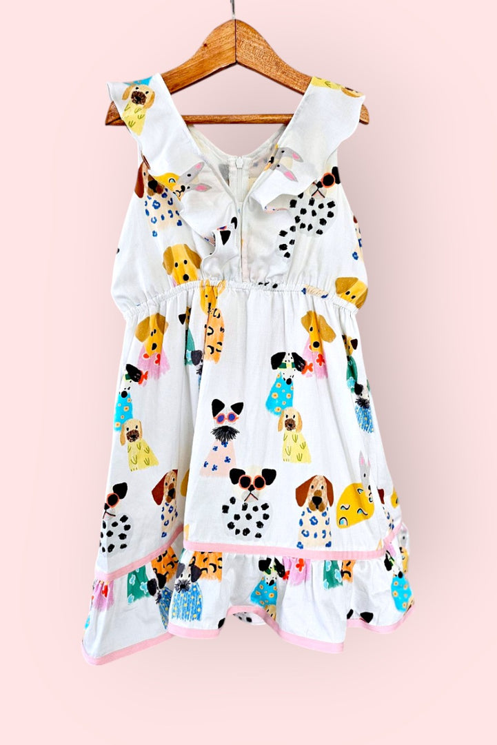 Puppy Parade Ruffle Cotton Dress