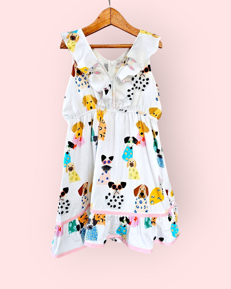 Puppy Parade Ruffle Cotton Dress