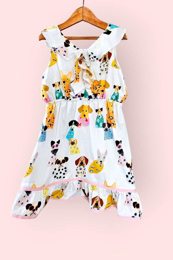 Puppy Parade Ruffle Cotton Dress