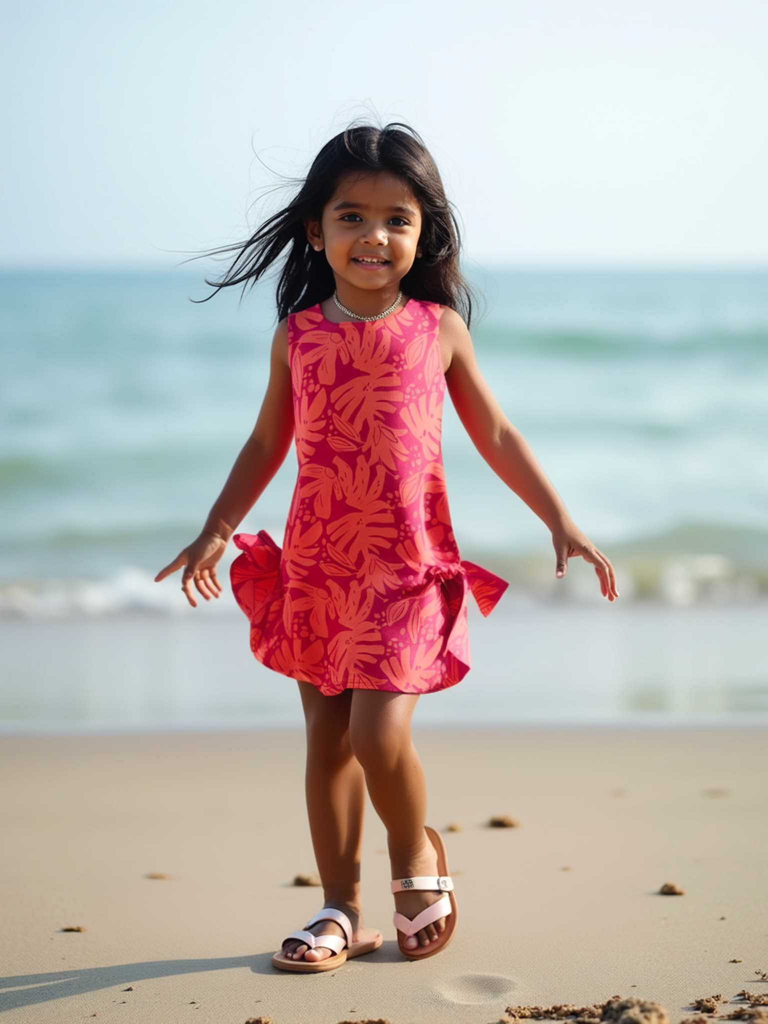 Monstera Bloom Cotton Orange Shift Dress