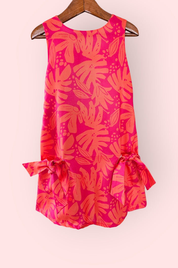 Monstera Bloom Cotton Orange Shift Dress