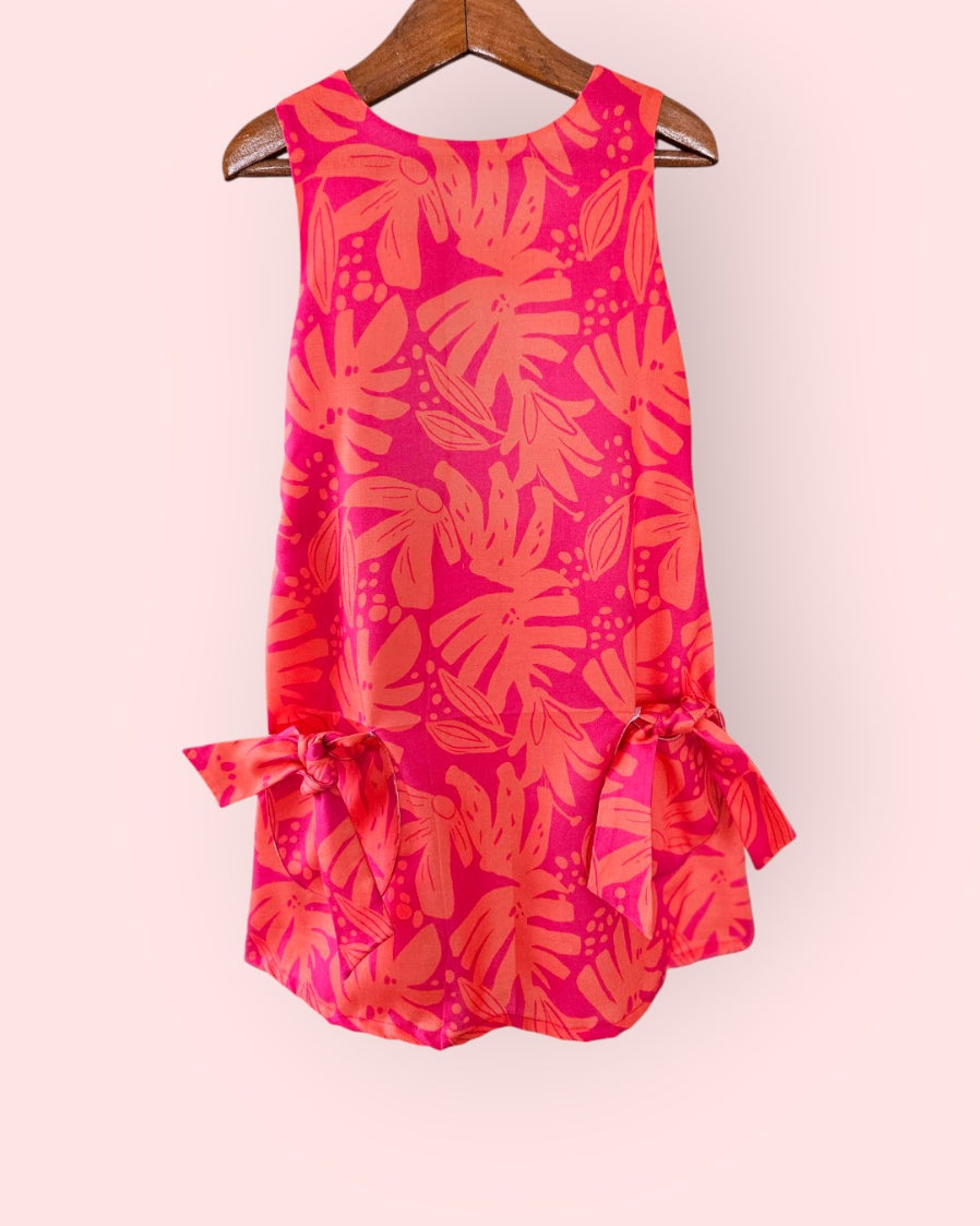 Monstera Bloom Cotton Orange Shift Dress