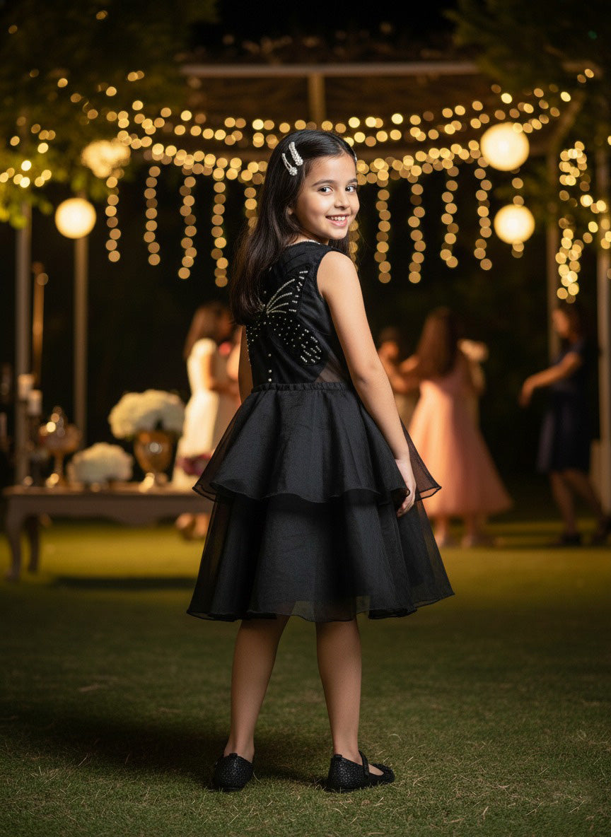 The Midnight Butterfly Tiered Party Dress