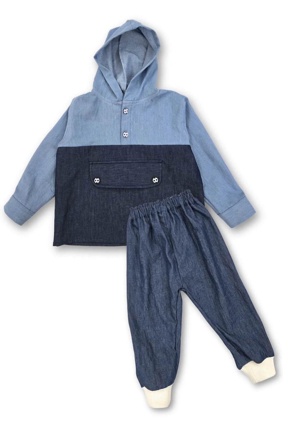 Light and Dark Denim Football Boys co-ord set