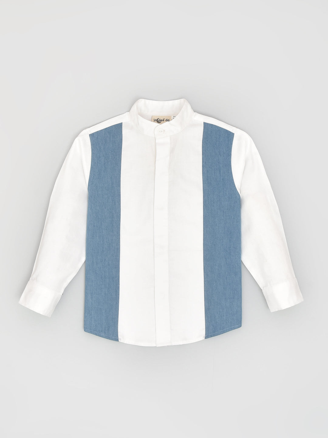 Father's Day Special : Twinning Set Denim White Panel Formal Shirt