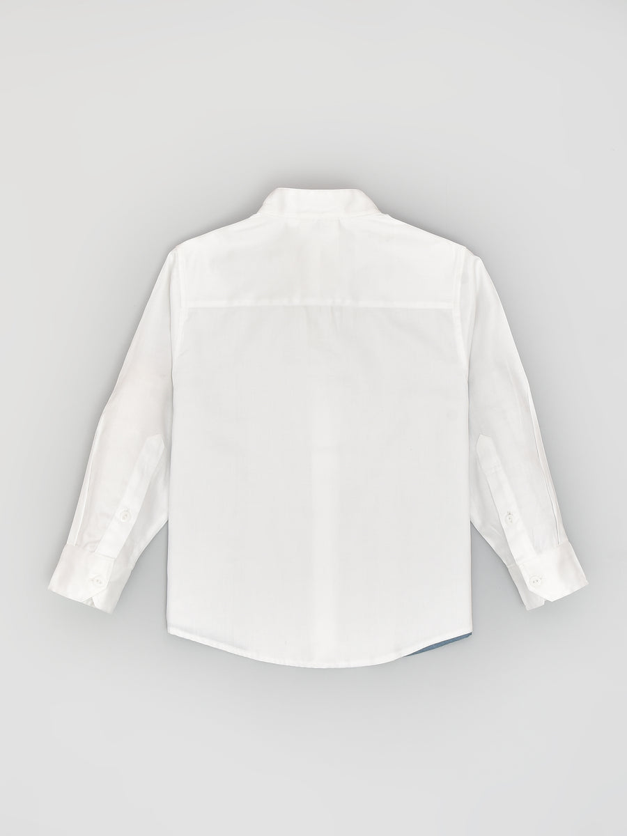 White Denim Panel Shirt