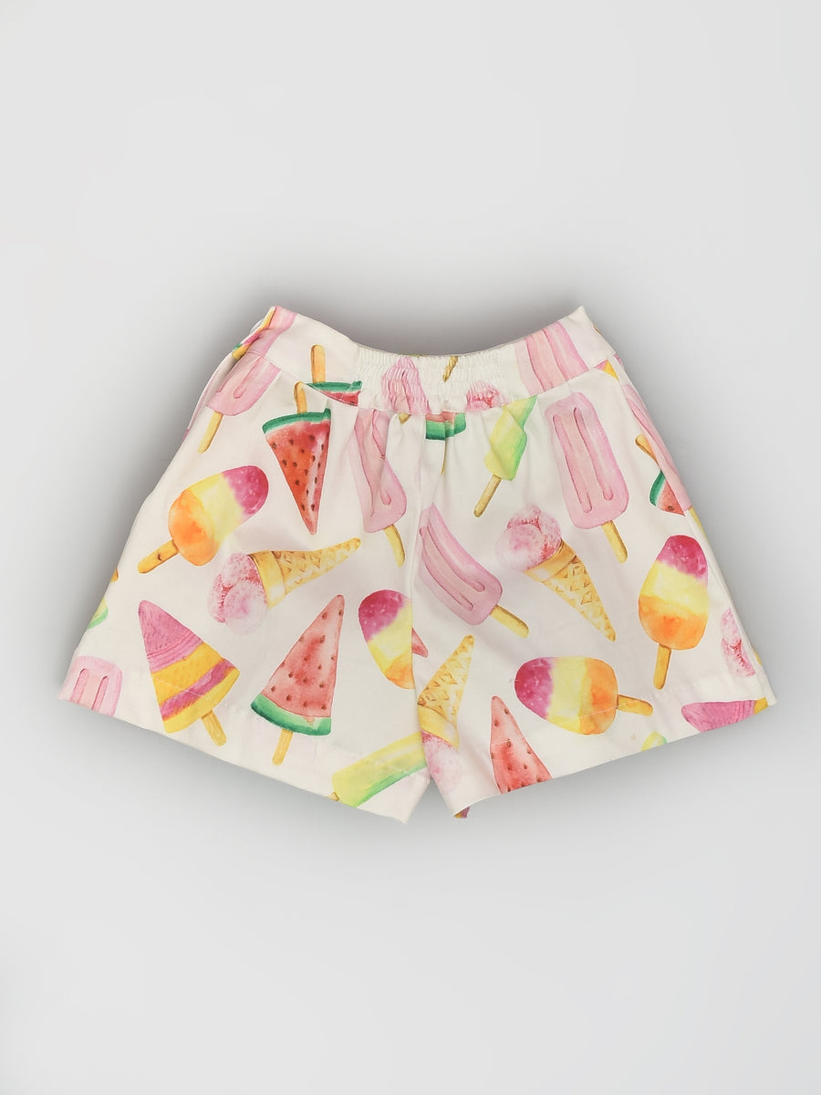 Ice-cream Print Shorts for Girls