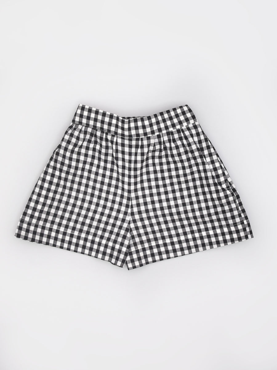 Black & White Check Shorts for Girls