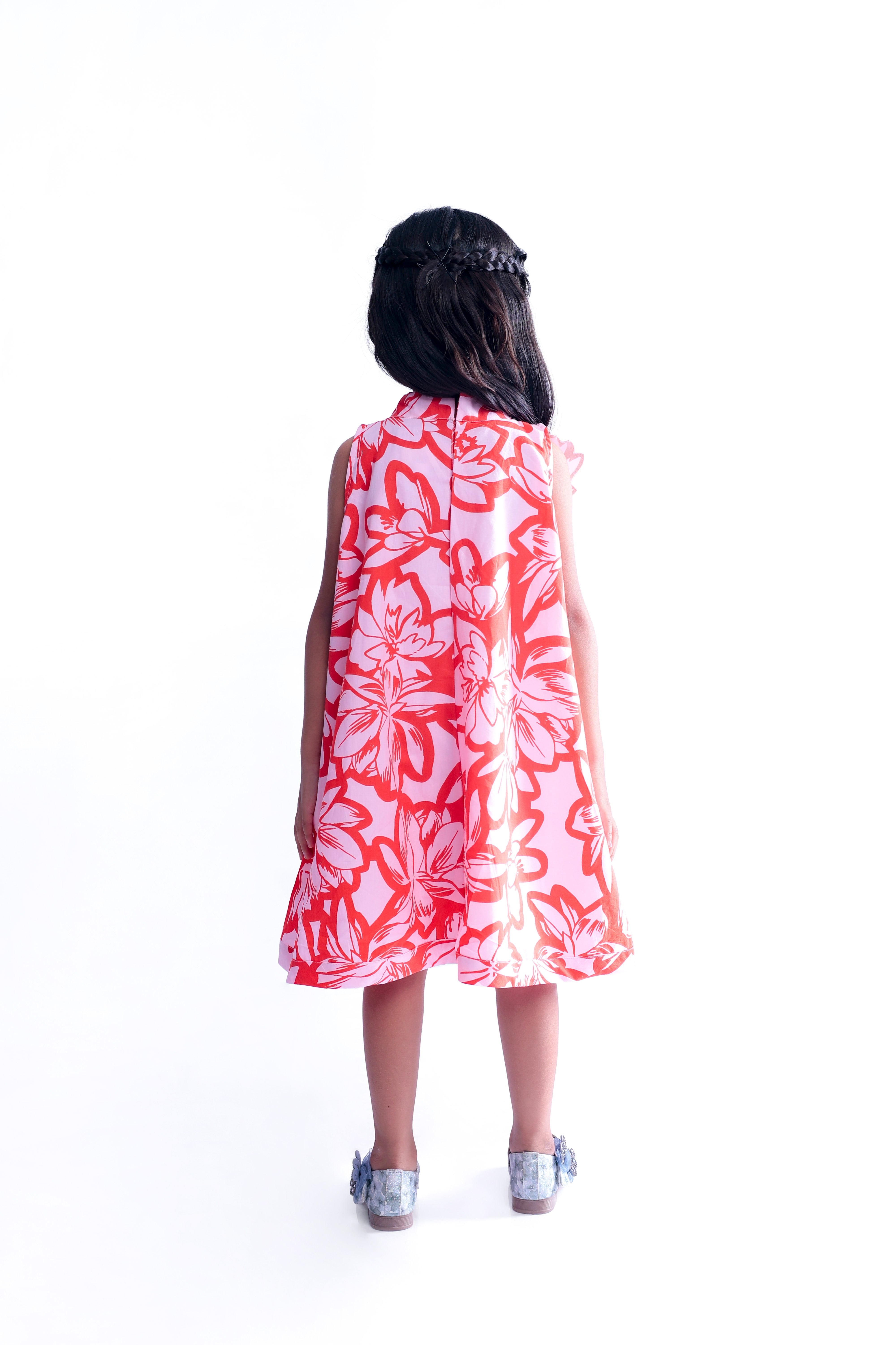 Red and Pink Floral Print Dress