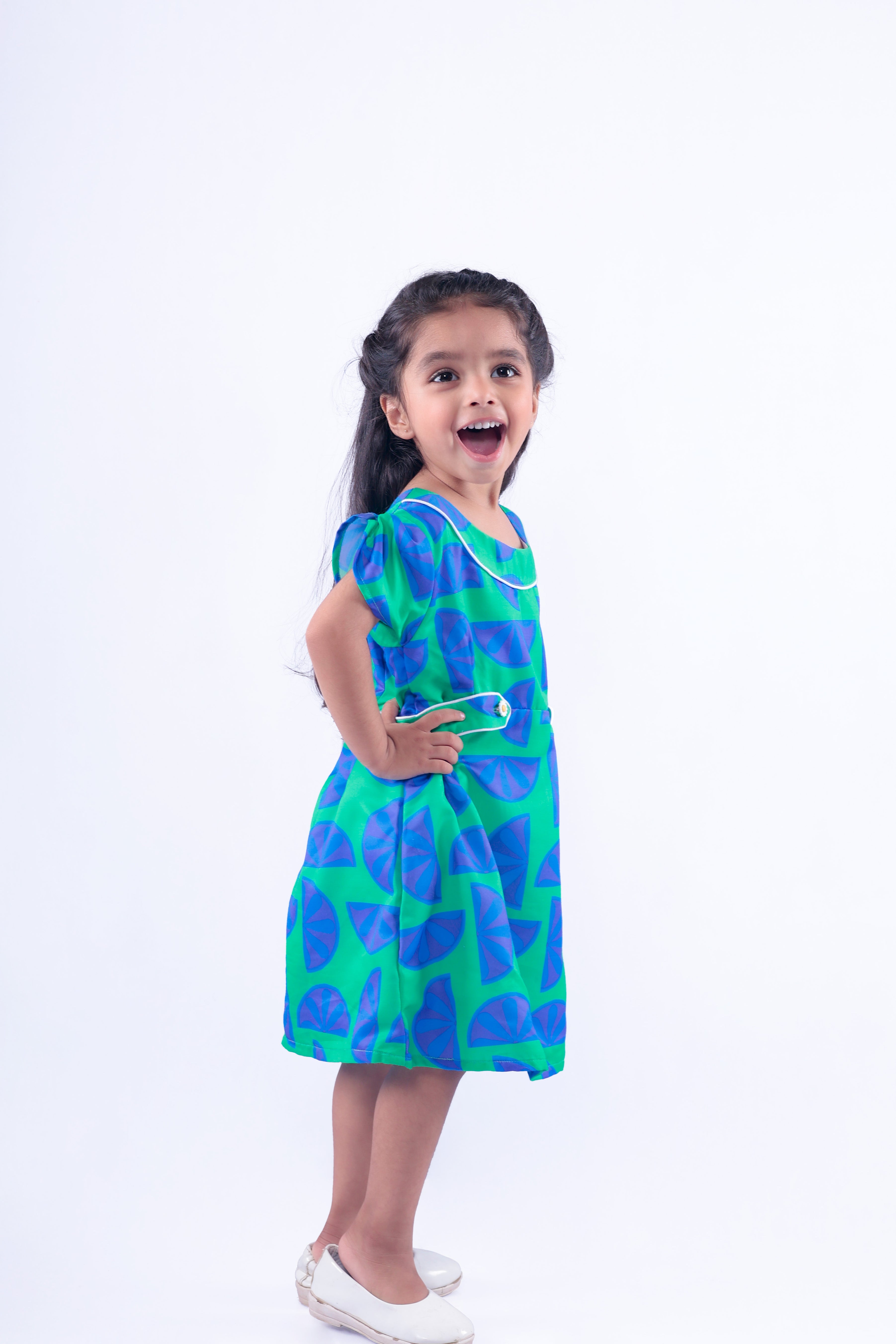 Blue and Green Lemon Dress