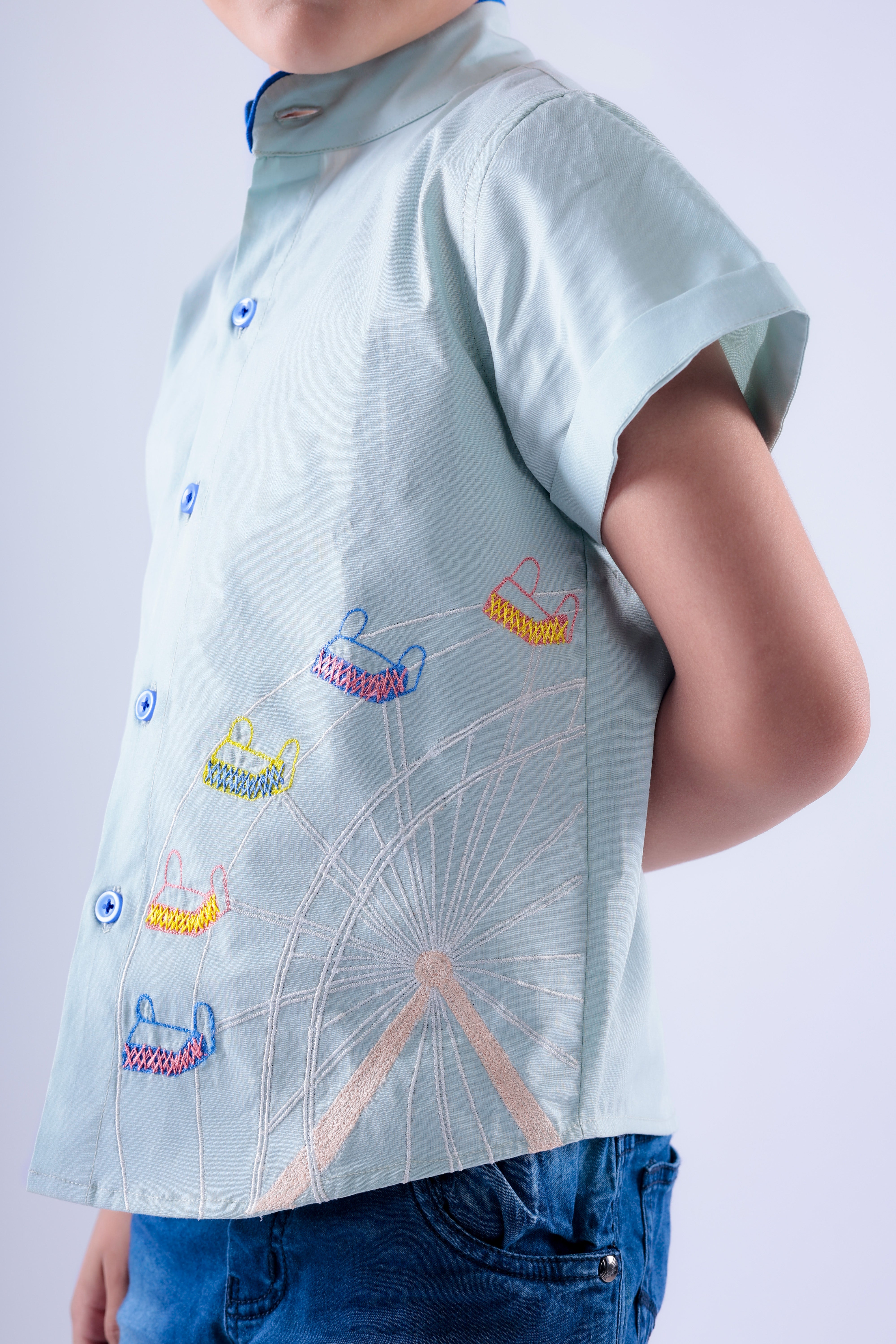 Shirt with Embroidered Ferris Wheel
