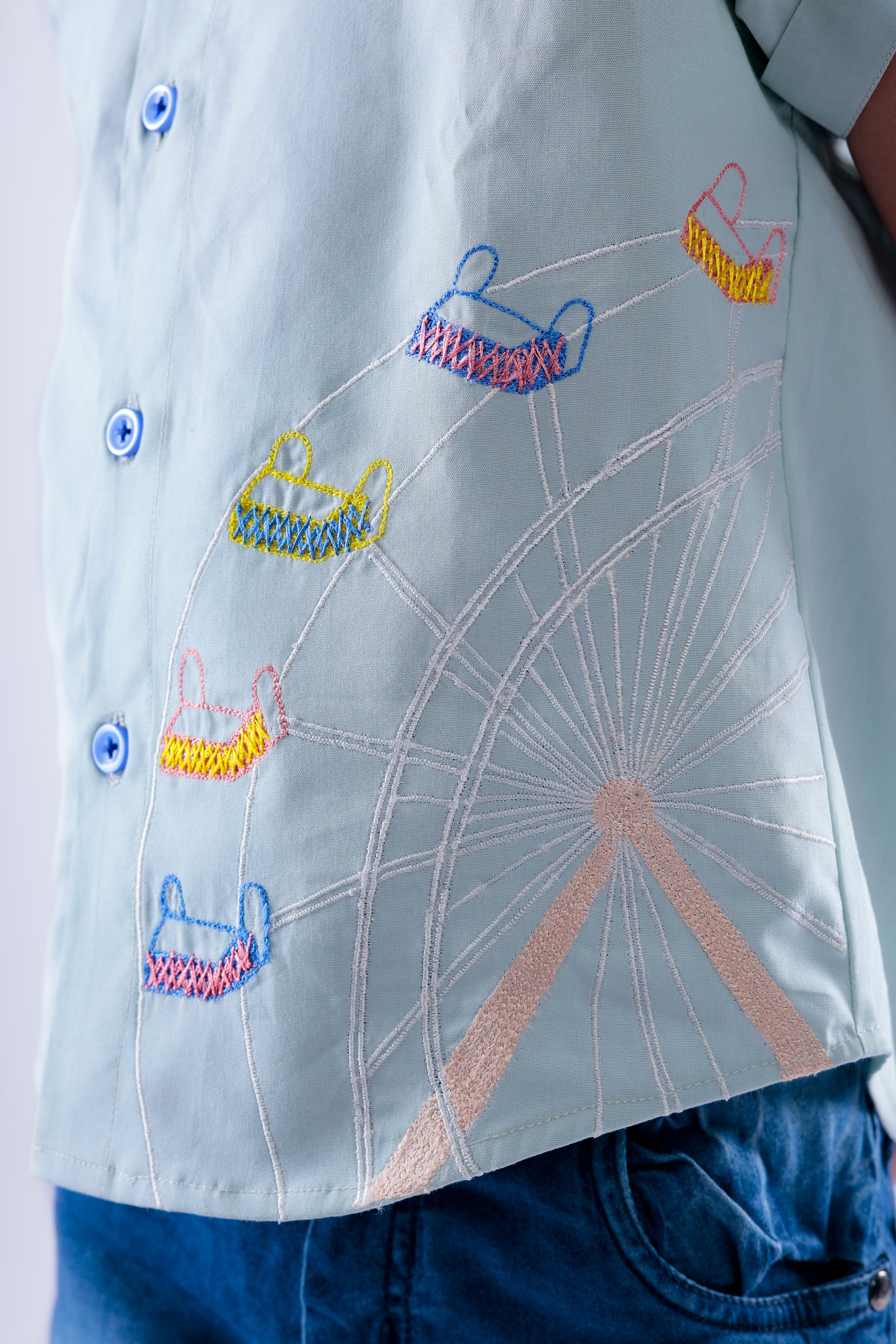 Shirt with Embroidered Ferris Wheel