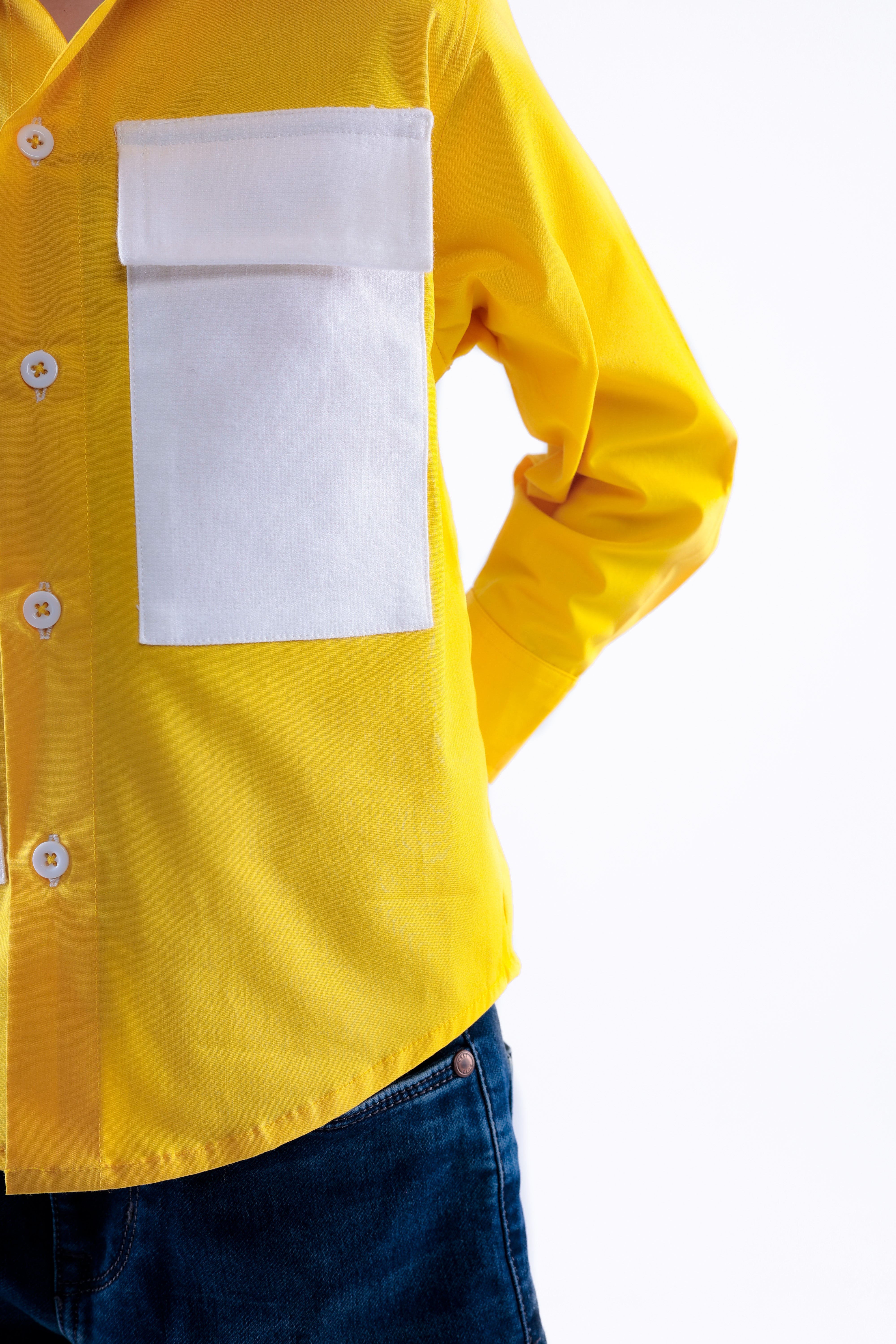 Yellow Shirt with White Pockets