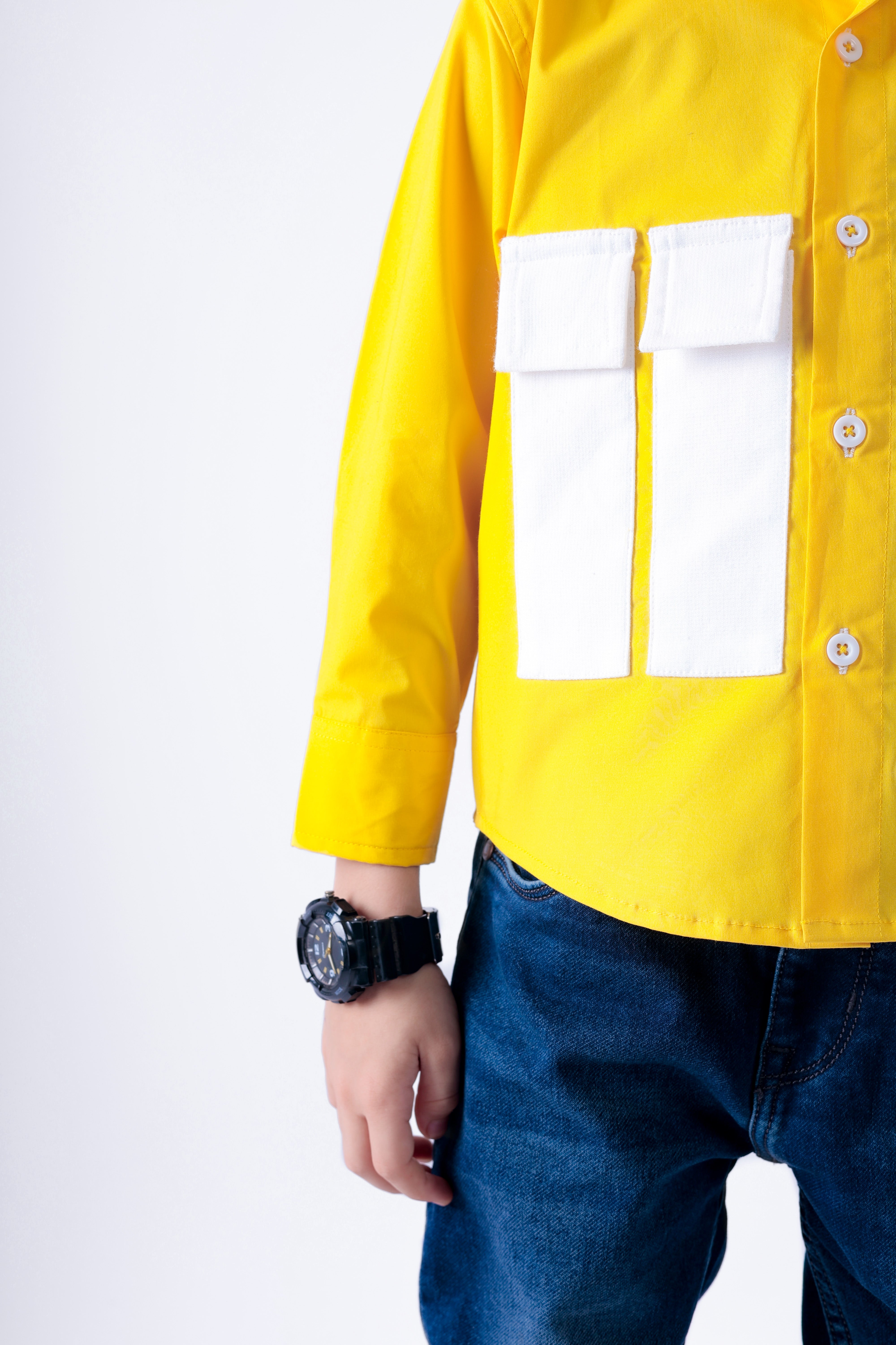 Yellow Shirt with White Pockets