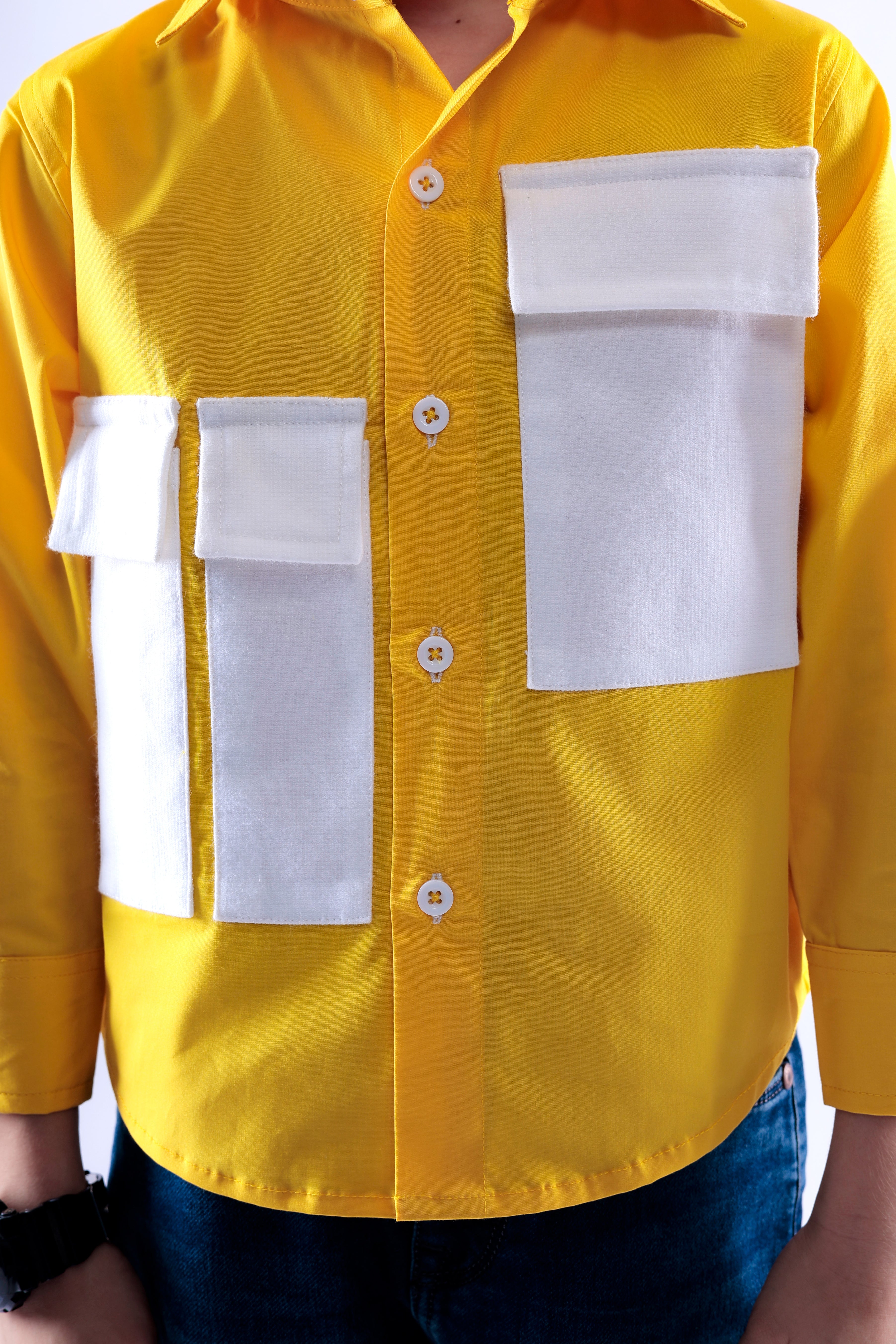 Yellow Shirt with White Pockets